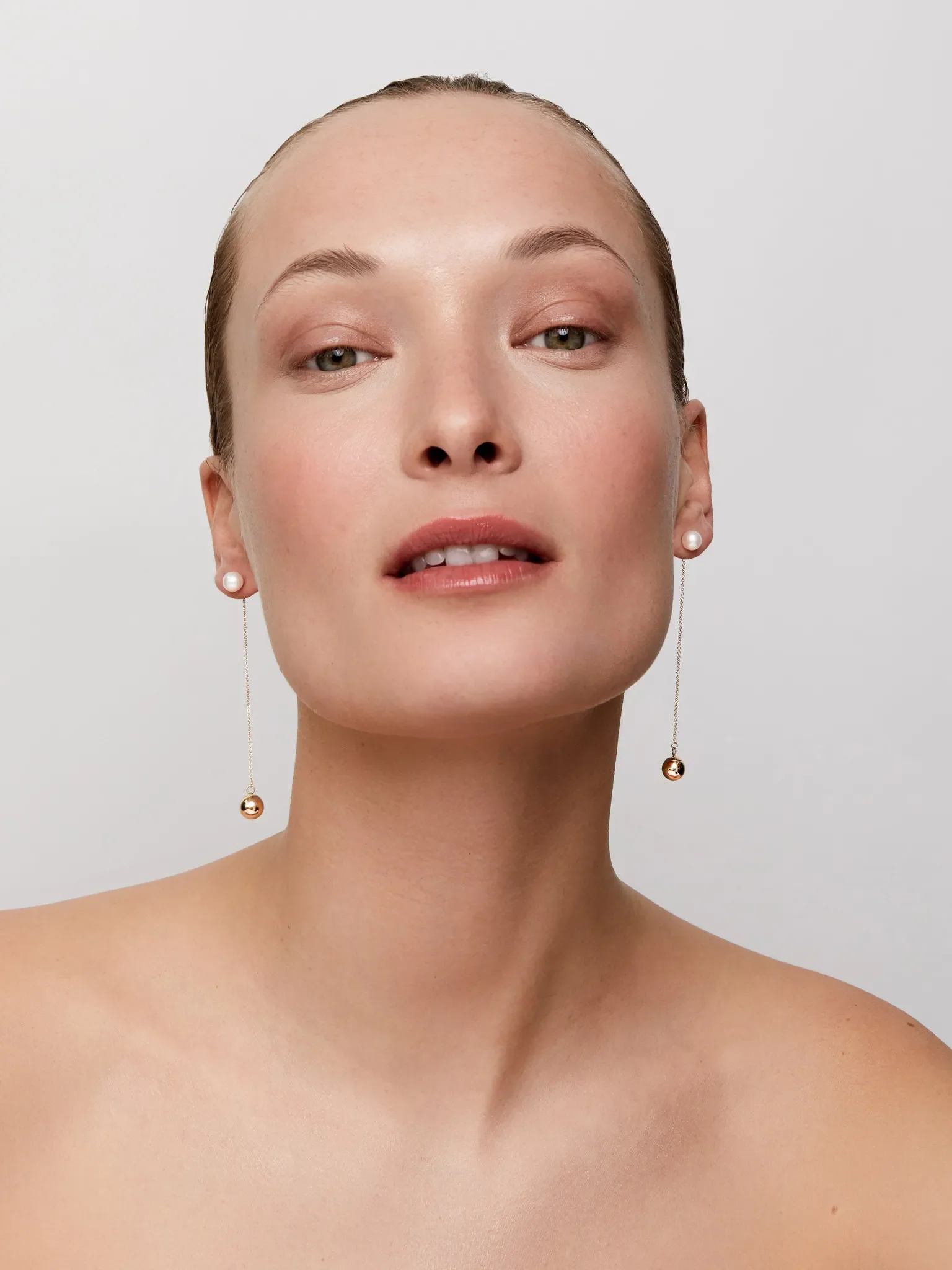 14kt Gold & Pearl Ball Drop Earrings - Image 3