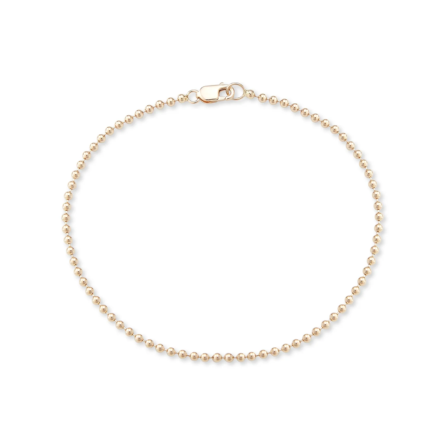 14kt 2mm Ball Chain Bracelet