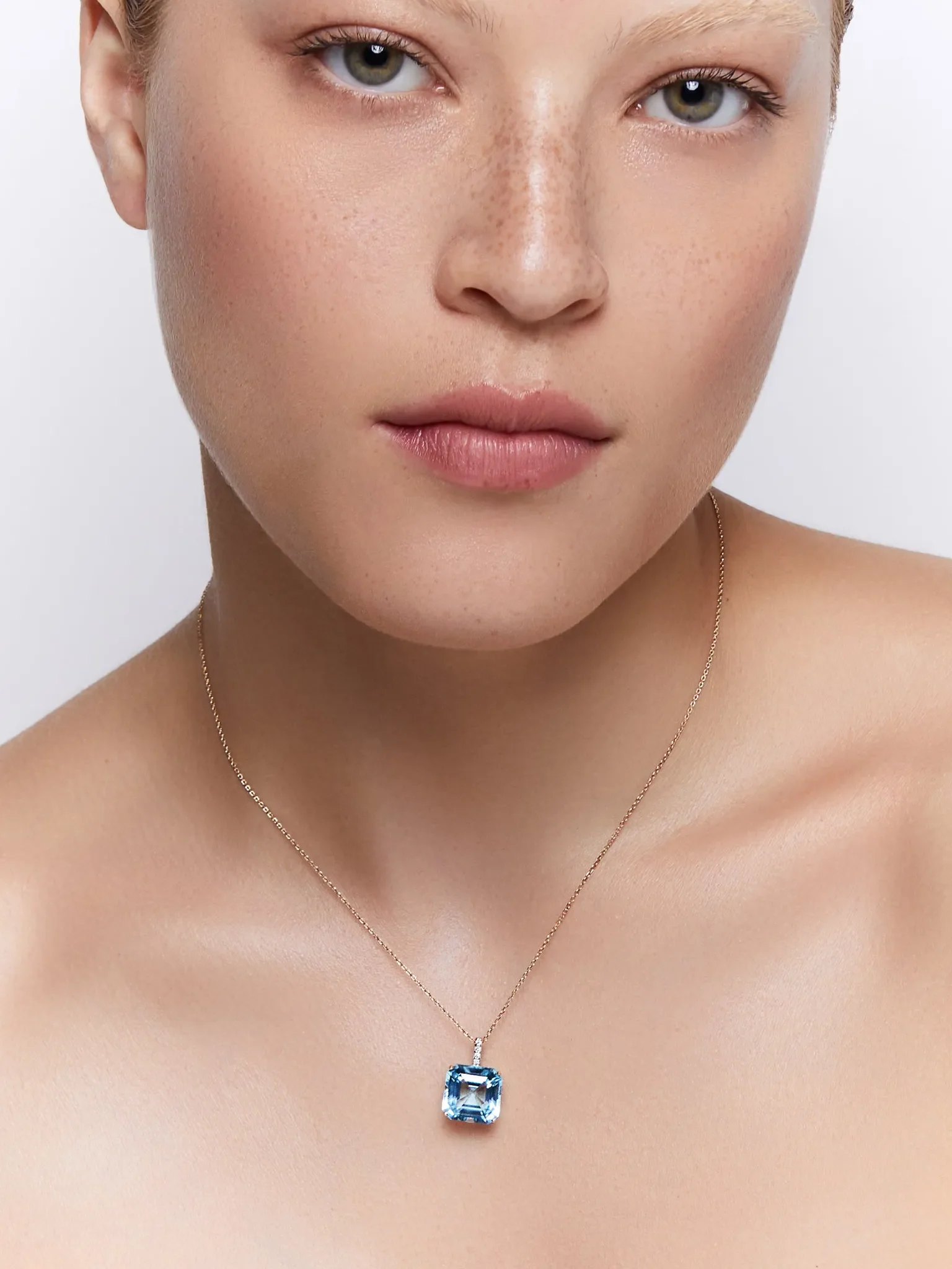 14kt Asscher Cut Swiss Blue Topaz Necklace - Image 2