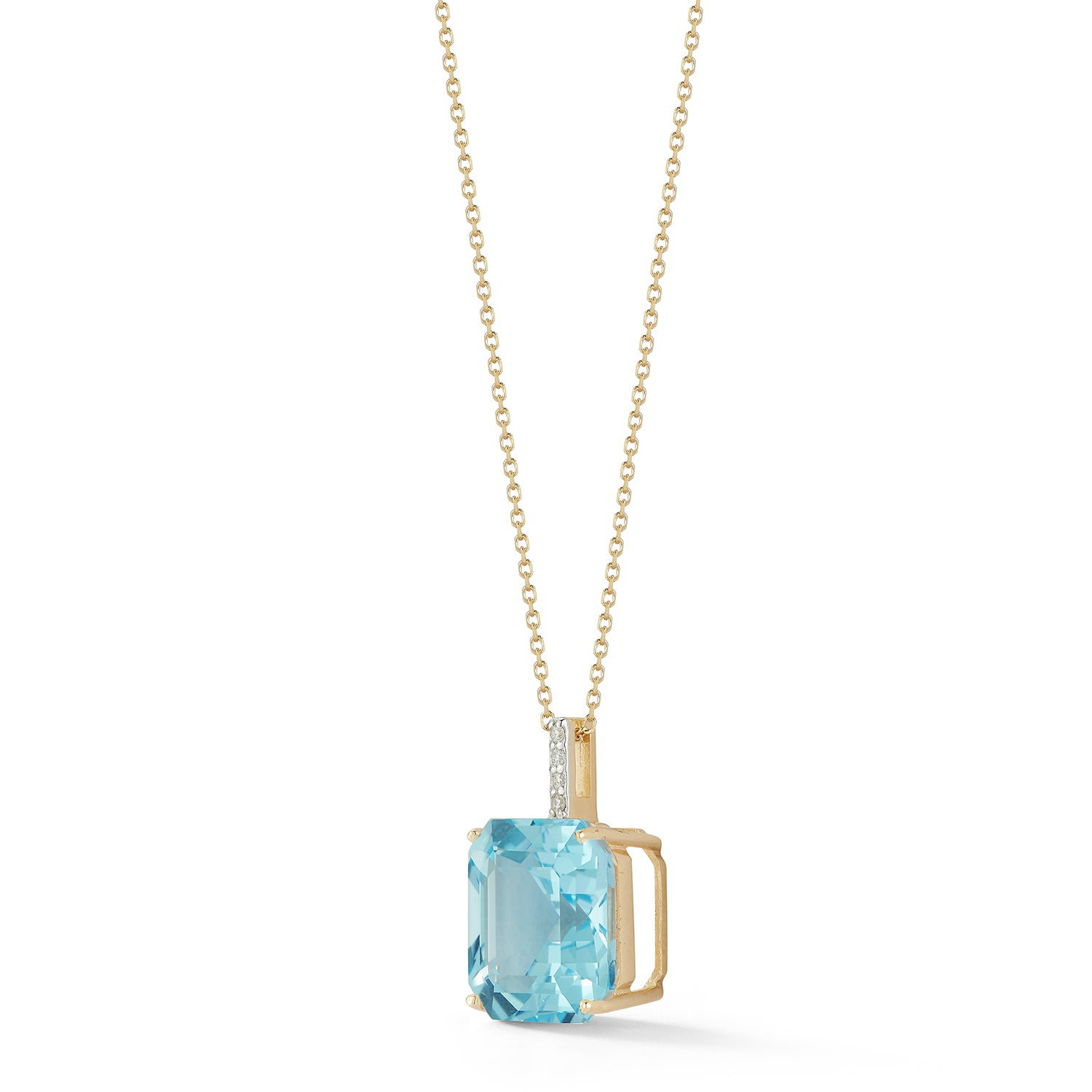 14kt Asscher Cut Swiss Blue Topaz Necklace - Image 4
