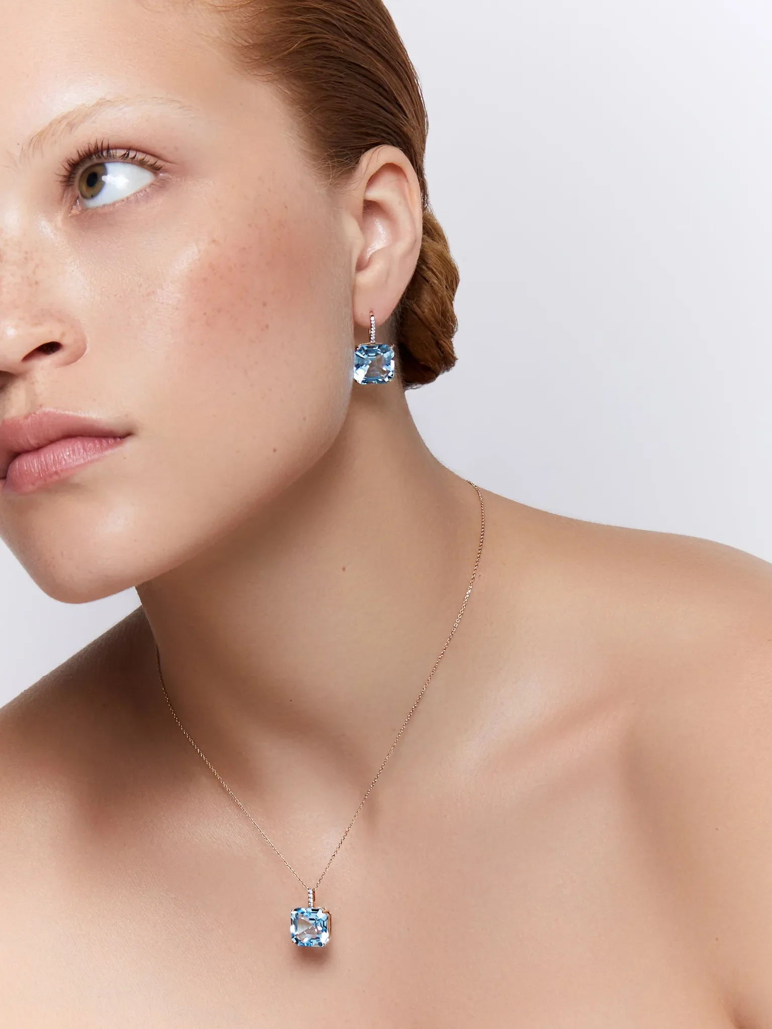 14kt Asscher Cut Swiss Blue Topaz Necklace - Image 5