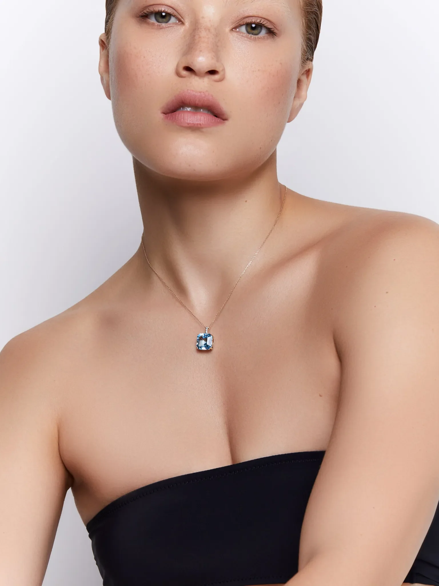 14kt Asscher Cut Swiss Blue Topaz Necklace - Image 6