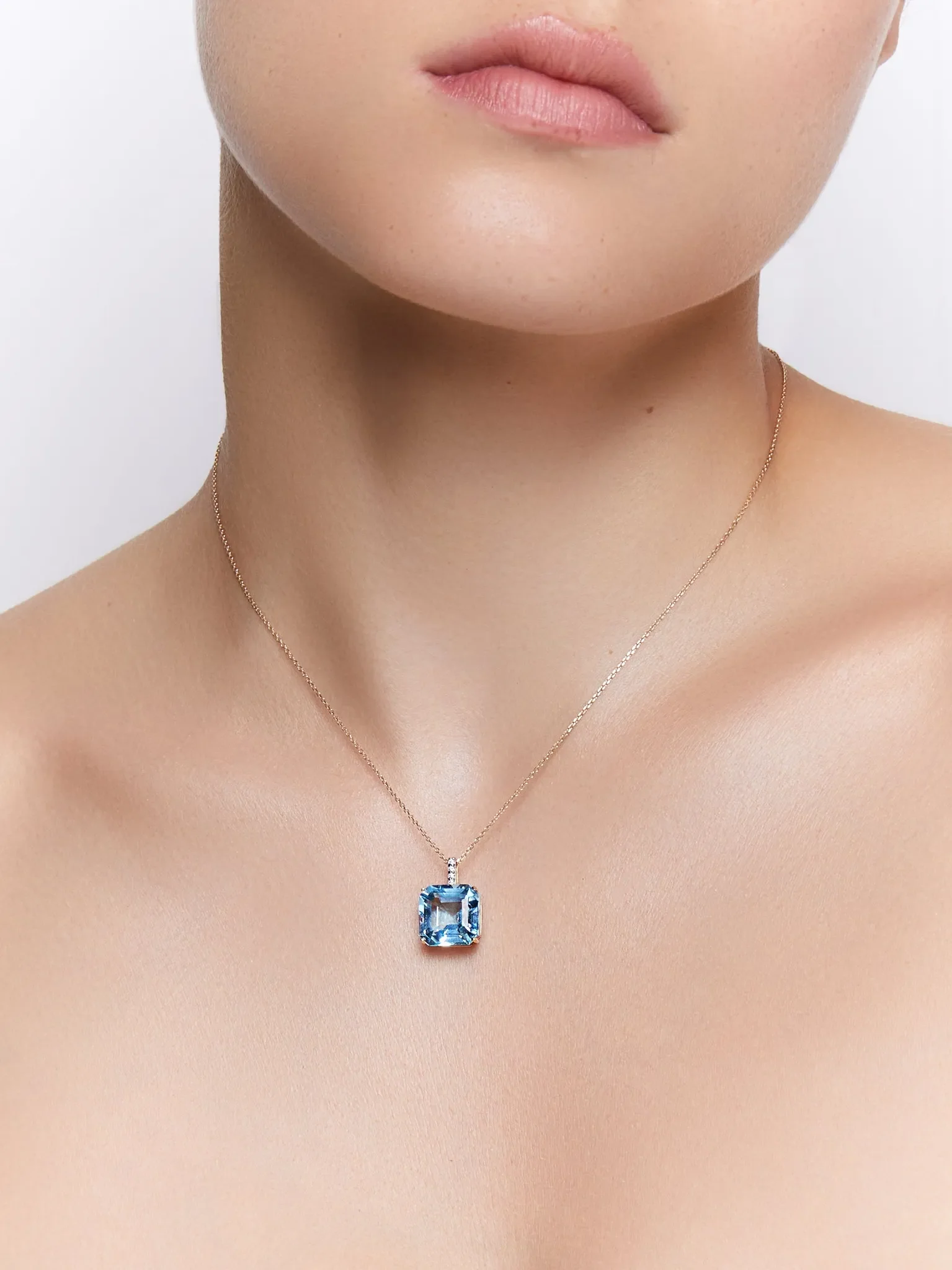 14kt Asscher Cut Swiss Blue Topaz Necklace - Image 7
