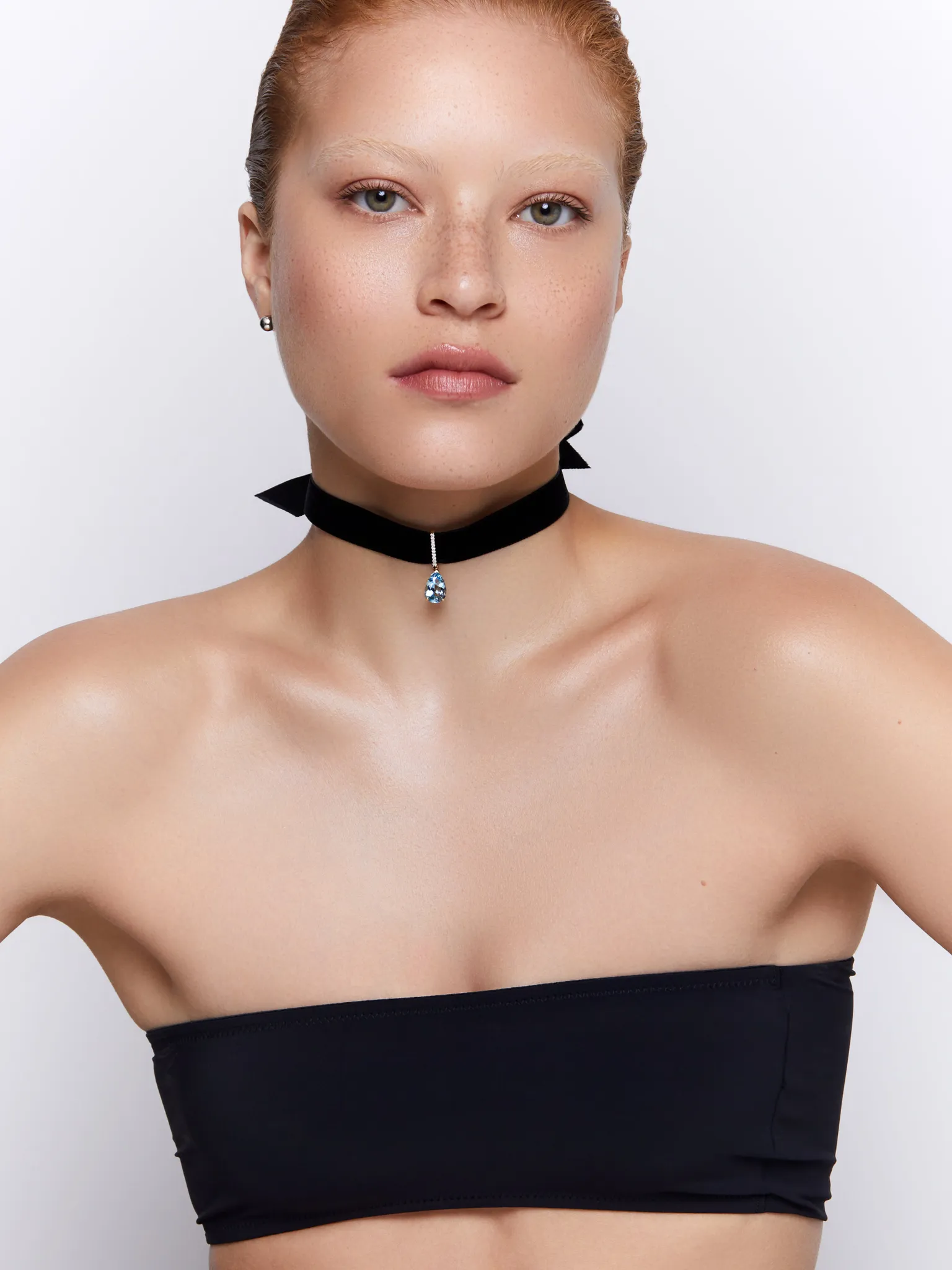 14kt Blue Topaz and Diamond Velvet Choker - Image 2