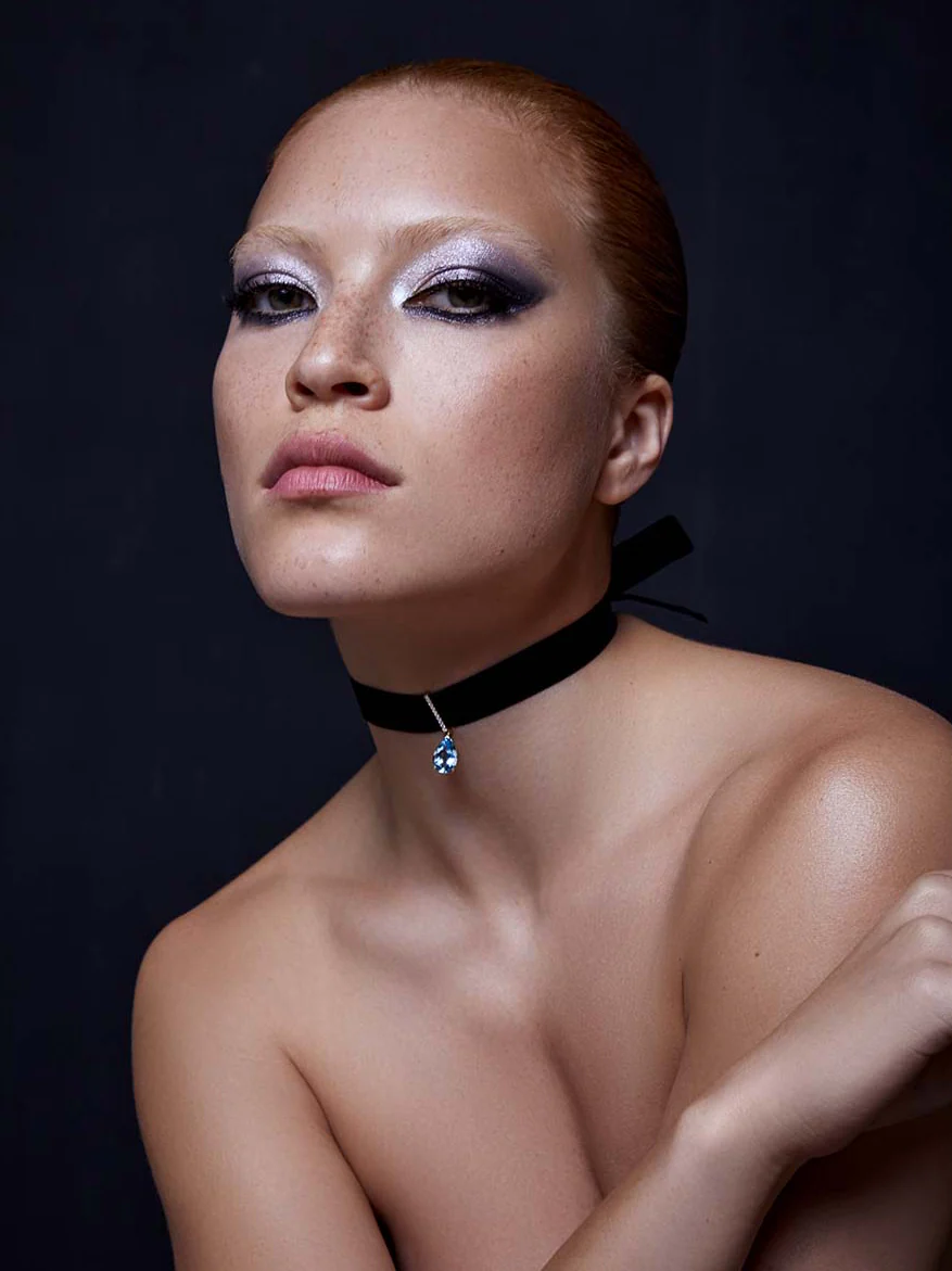 14kt Blue Topaz and Diamond Velvet Choker - Image 3