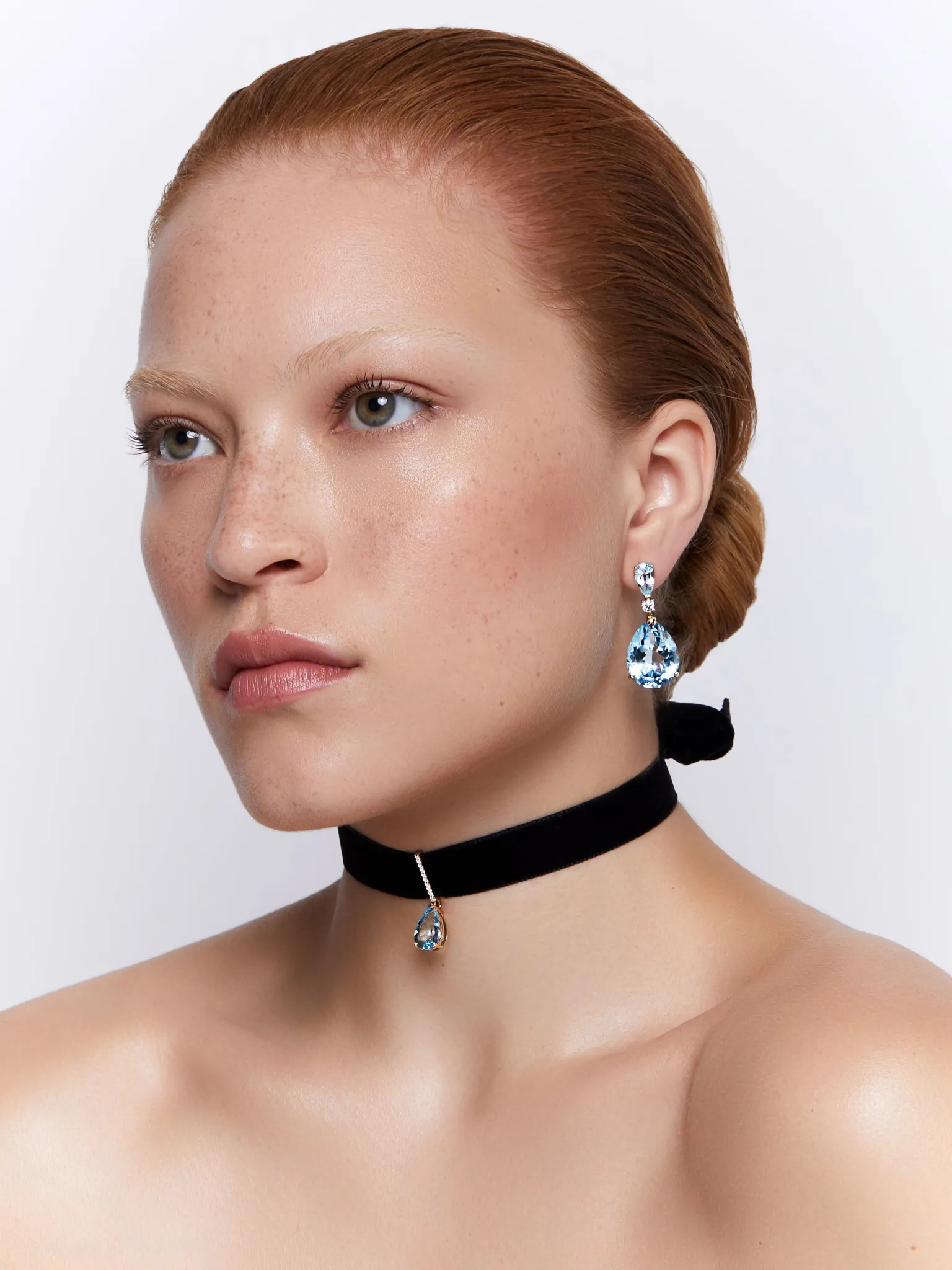 14kt Blue Topaz and Diamond Velvet Choker - Image 4