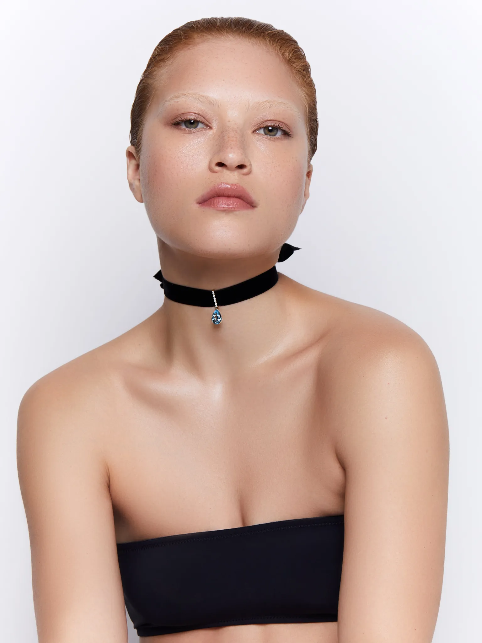 14kt Blue Topaz and Diamond Velvet Choker - Image 5