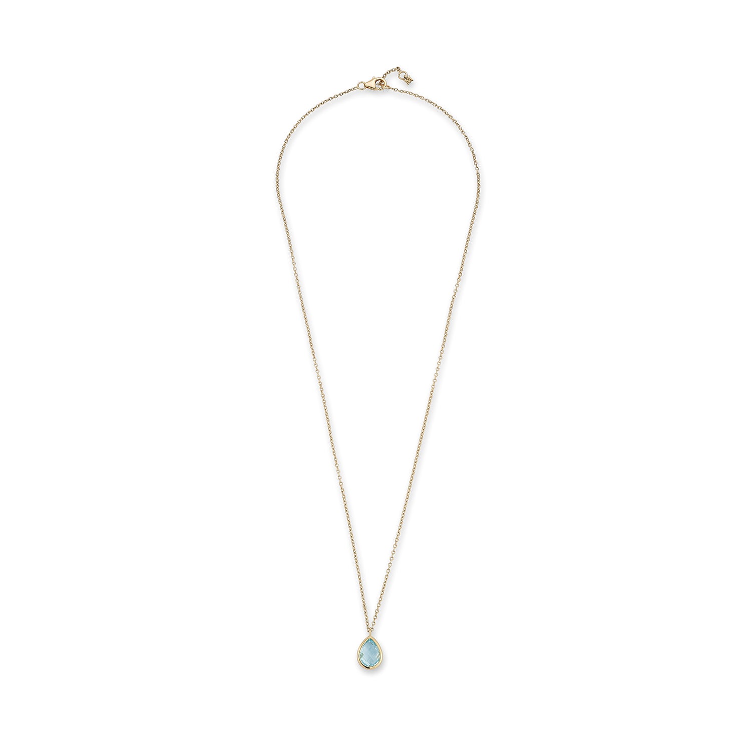 14kt Blue Topaz Bezel Pear Drop Necklace - Image 4
