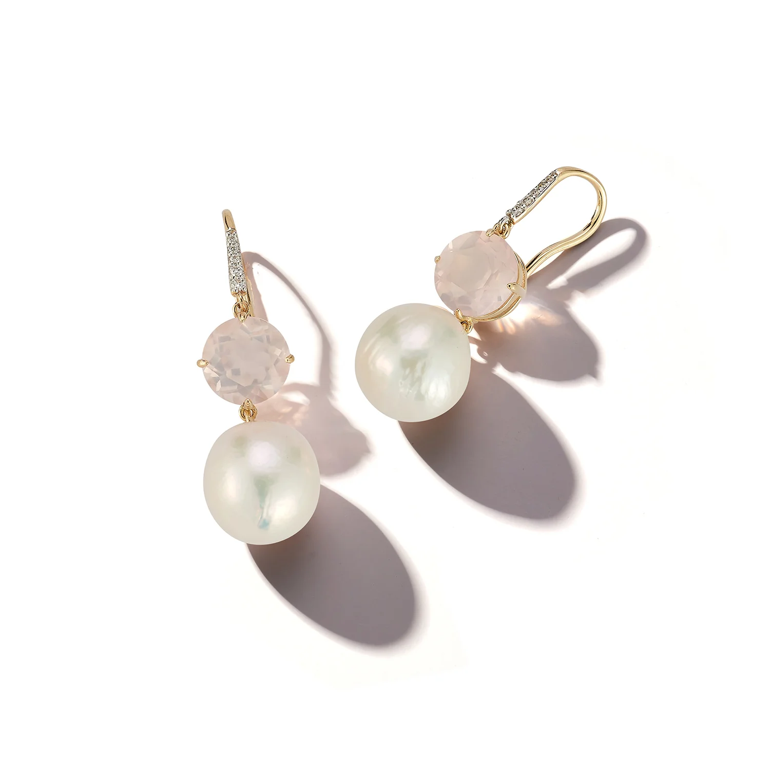 14kt Brilliant Pink Topaz and Baroque Pearl Drop Earrings - Image 5