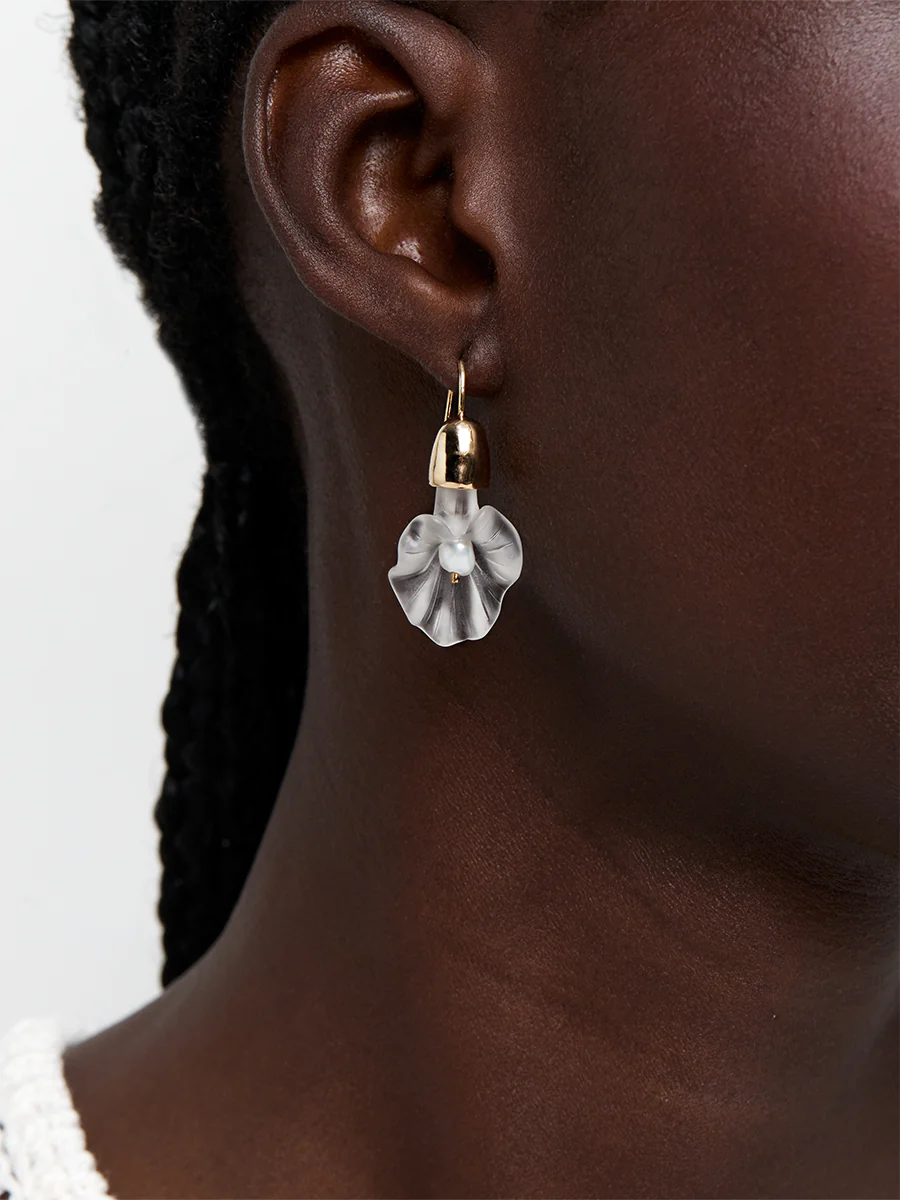 14kt Calla Lily Baroque Pearl Drop Earrings - Image 2