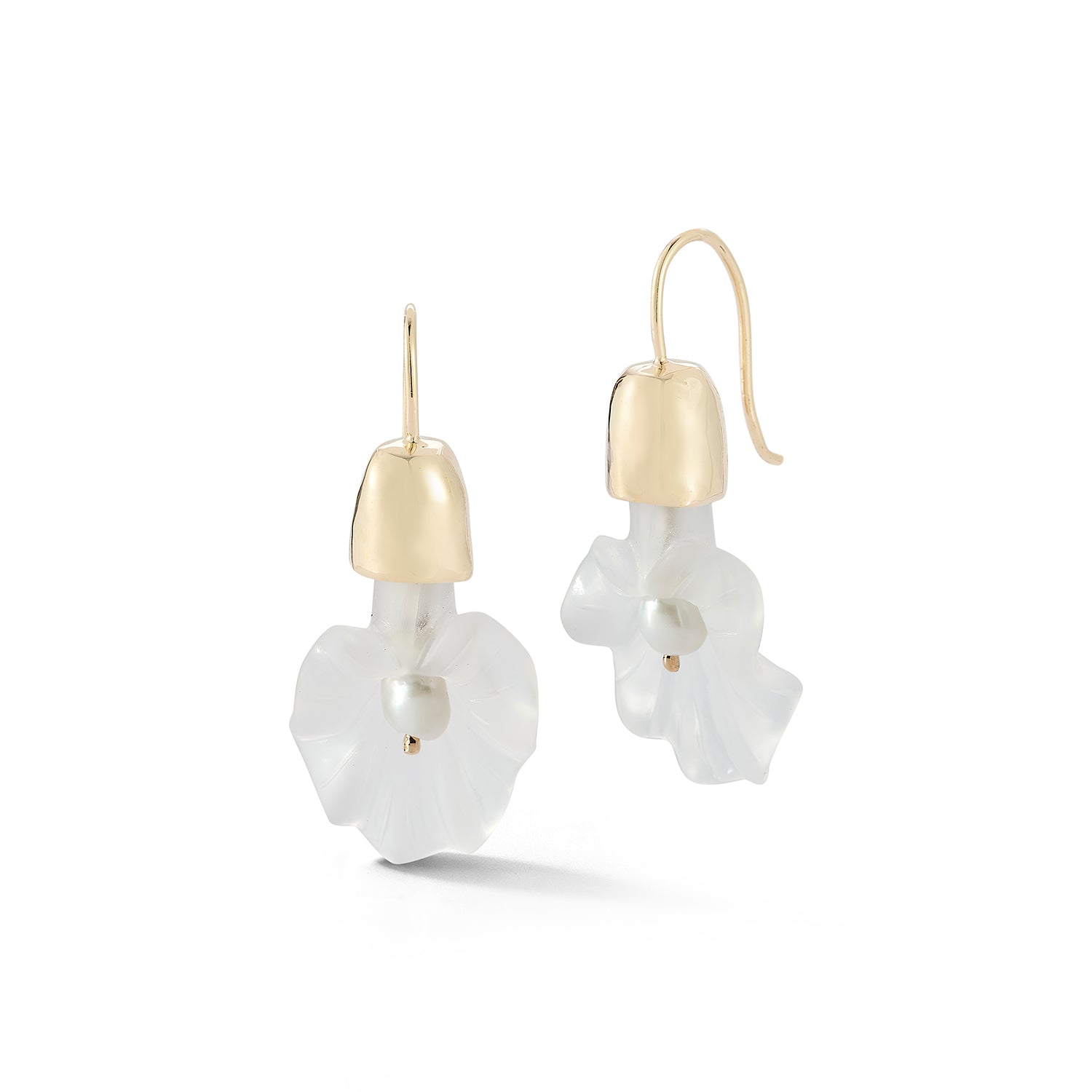 14kt Calla Lily Baroque Pearl Drop Earrings - Image 4