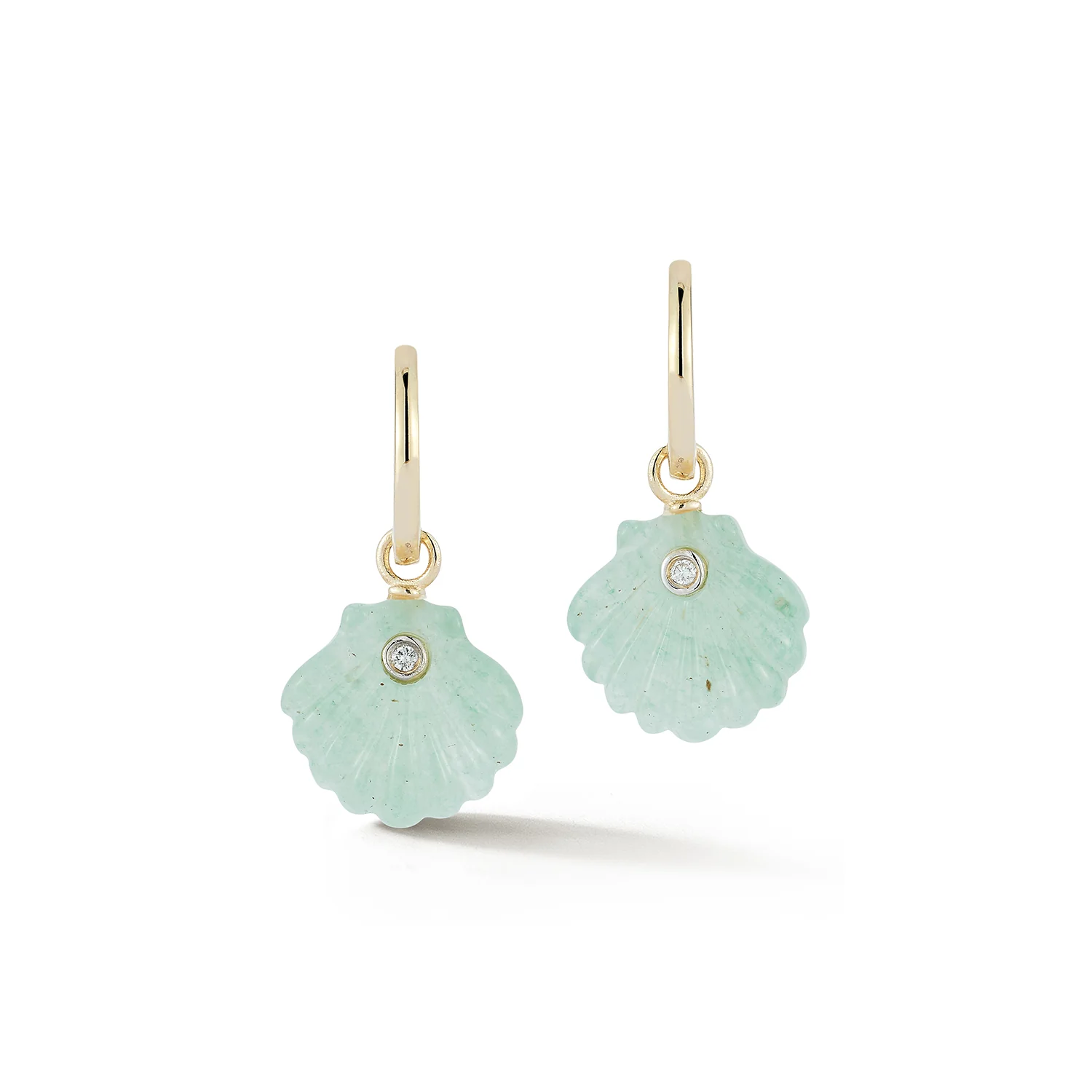 Carved Jade Venus Shell Drop Earrings - Image 3