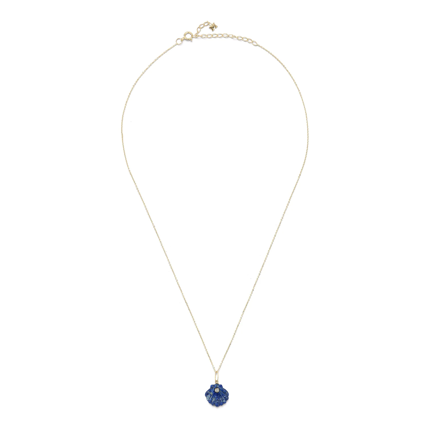 Carved Lapis Venus Shell Necklace - Image 3