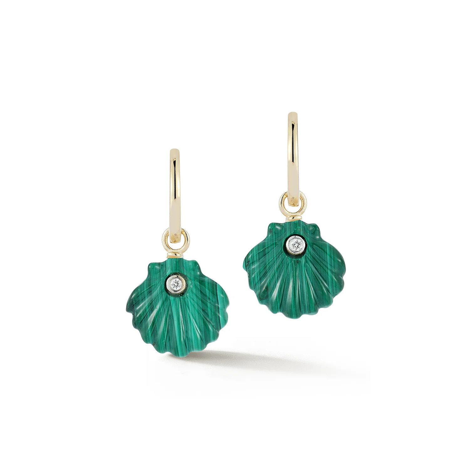 Carved Malachite Venus Shell Drop Earrings - Image 3
