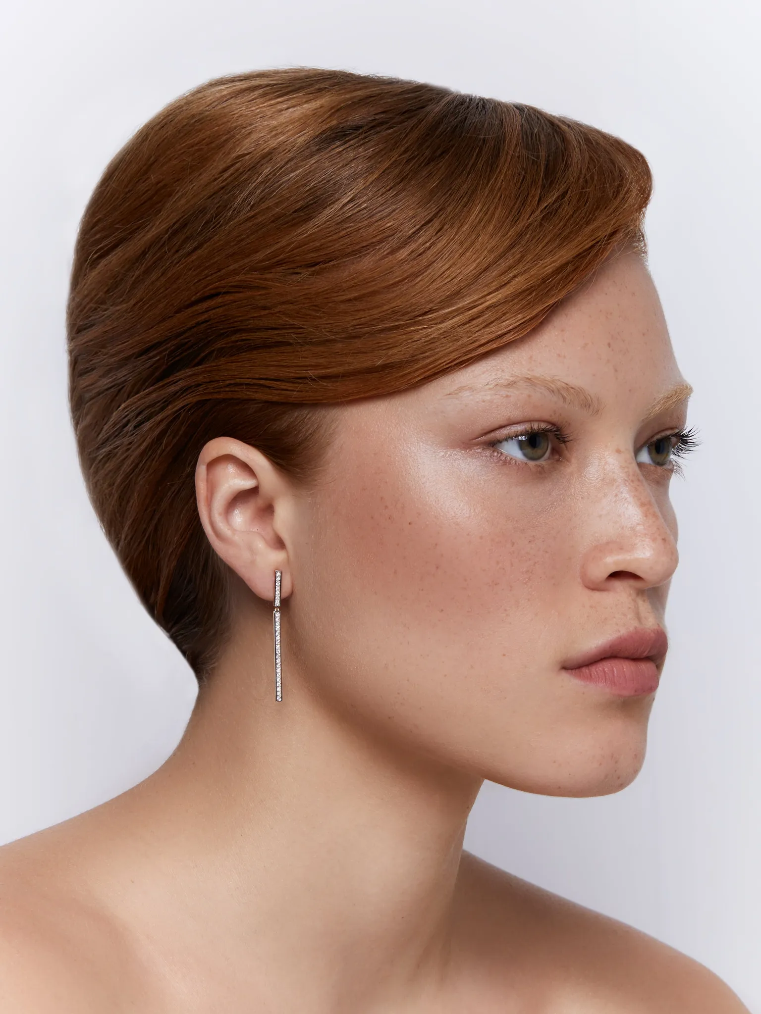 14kt Diamond Bar Drop Earrings - Image 2