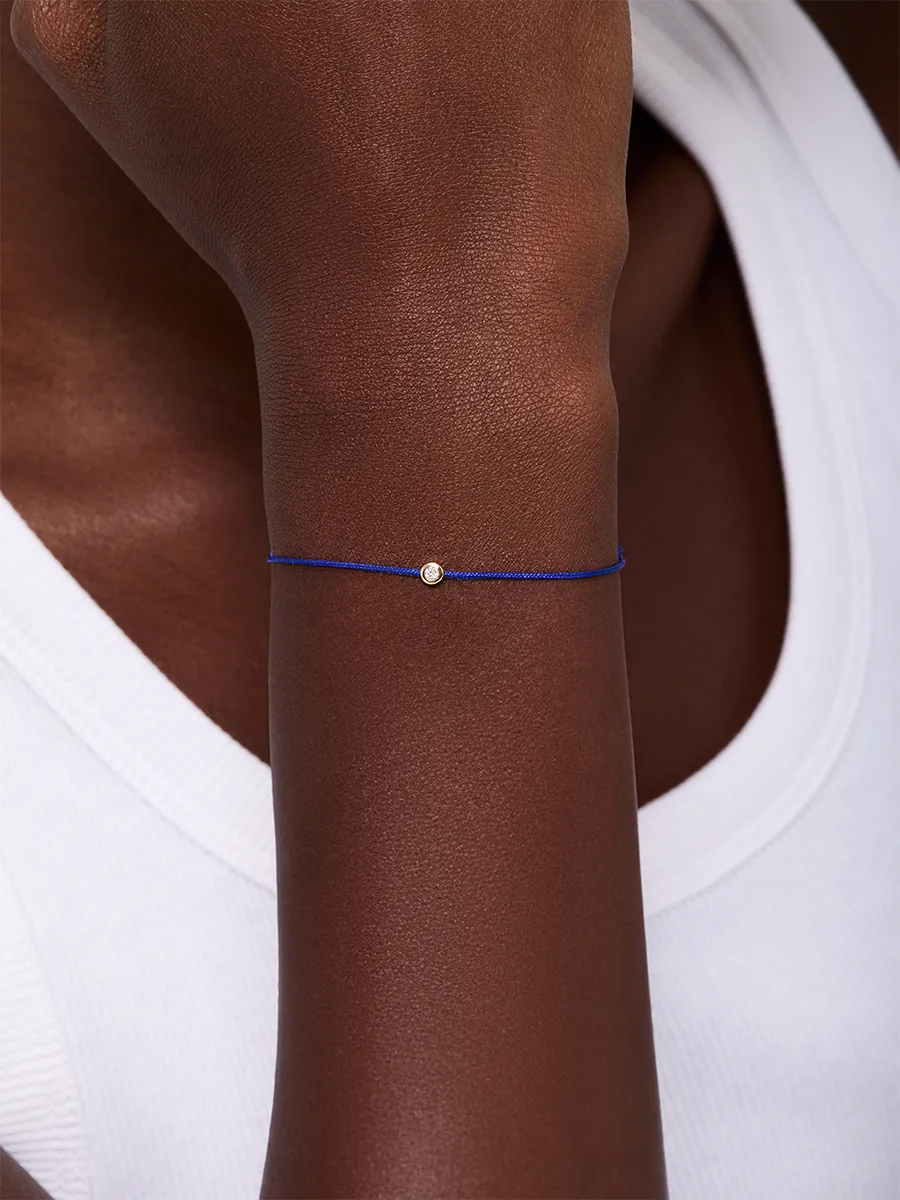 14kt Diamond Dot on Blue Nylon Bracelet - Women - Image 3