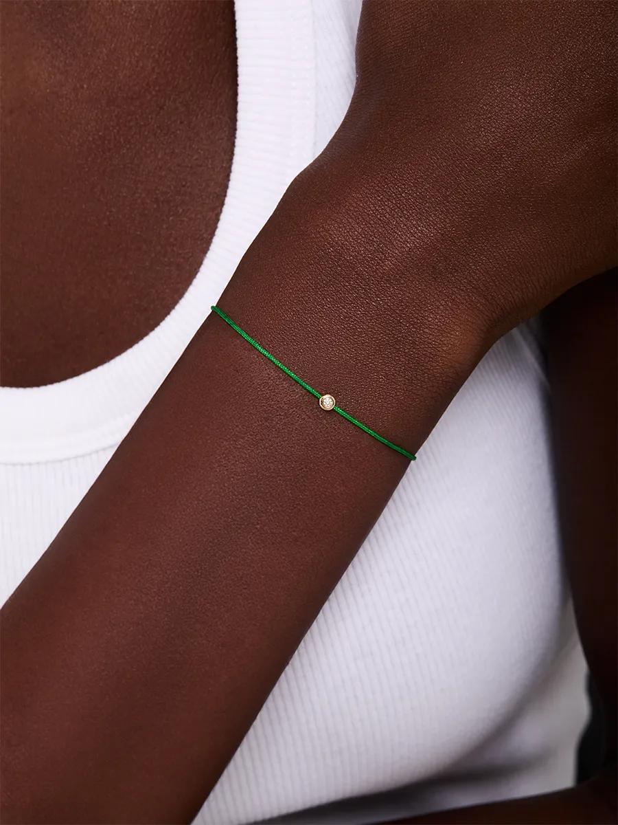 14kt Diamond Dot on Green Nylon Bracelet - Women - Image 3