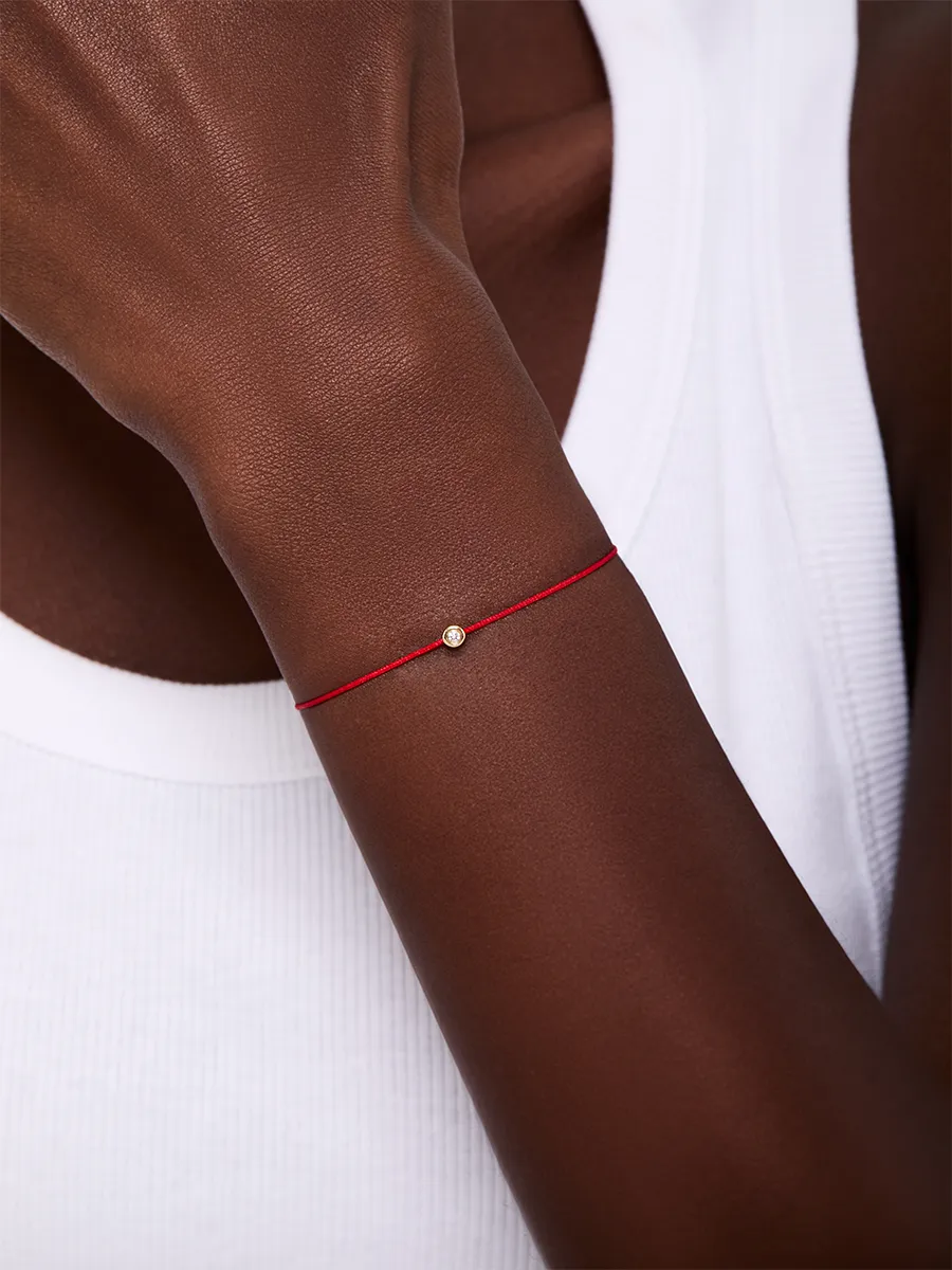 14kt Diamond Dot on Red Nylon Bracelet - Women - Image 2