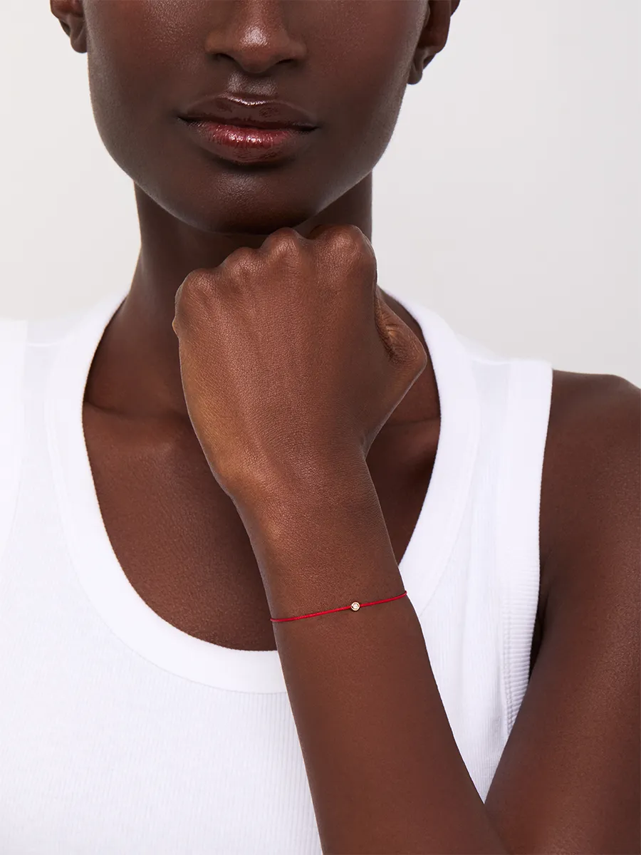 14kt Diamond Dot on Red Nylon Bracelet - Women - Image 3