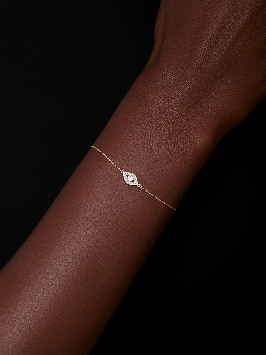 14kt Diamond Evil Eye Chain Bracelet - Image 3