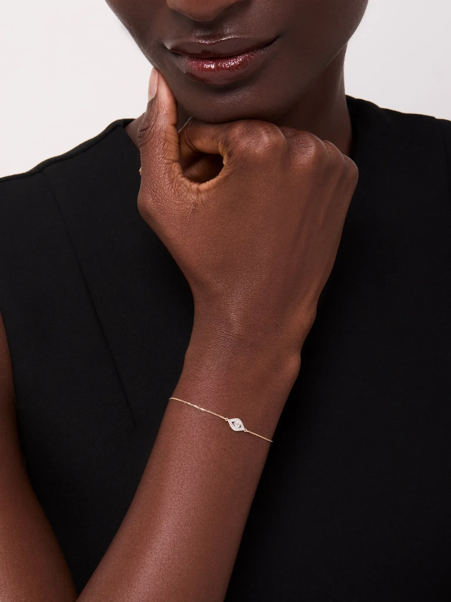 14kt Diamond Evil Eye Chain Bracelet - Image 4