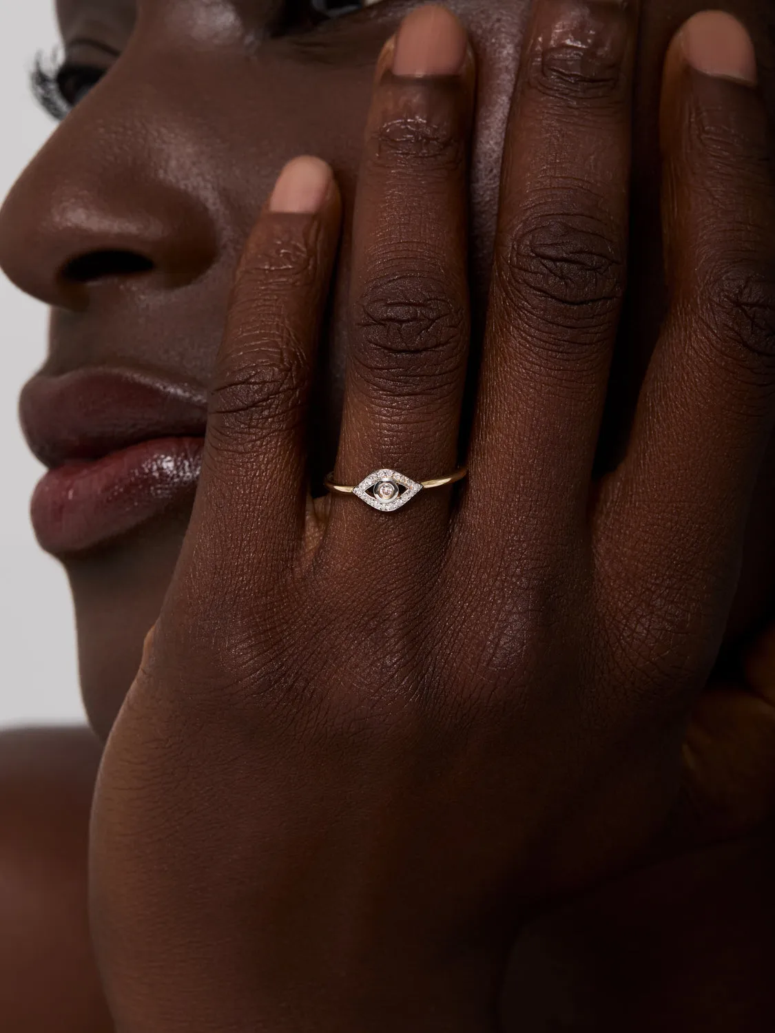 14kt Diamond Evil Eye Ring - Image 2