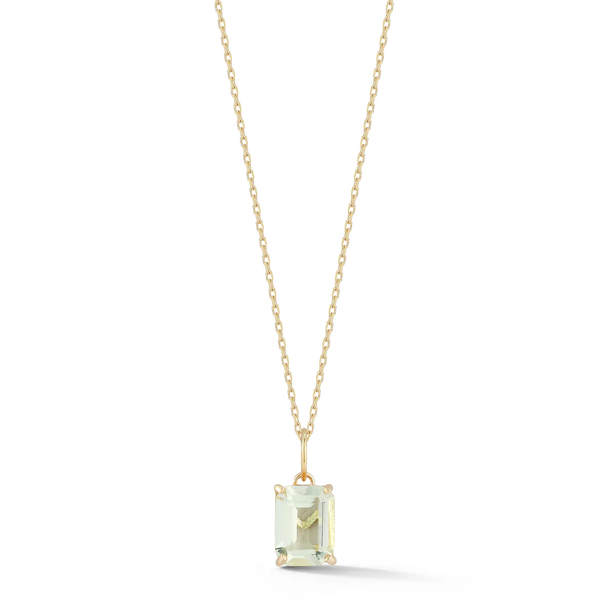 14kt Emerald Cut Green Amethyst Necklace - Image 3