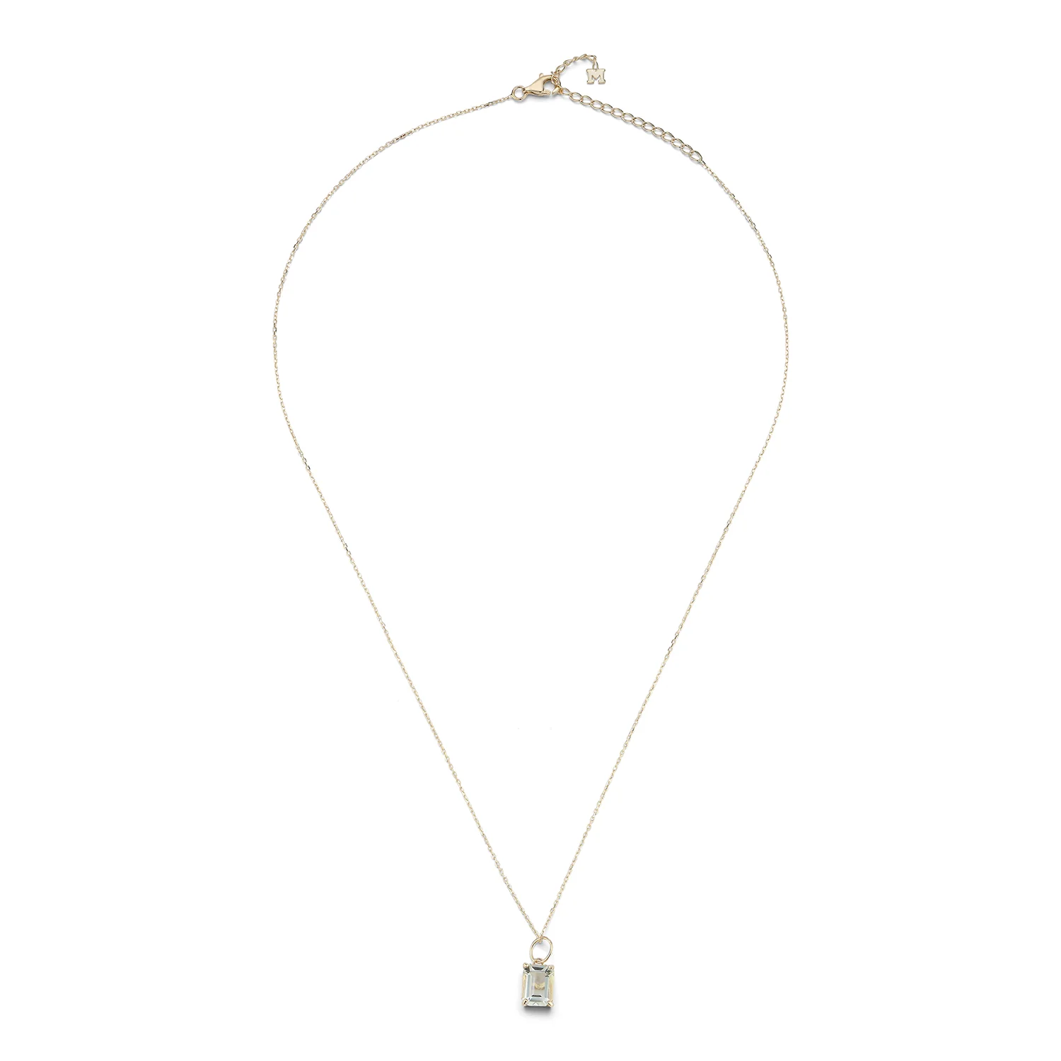 14kt Emerald Cut Green Amethyst Necklace - Image 5