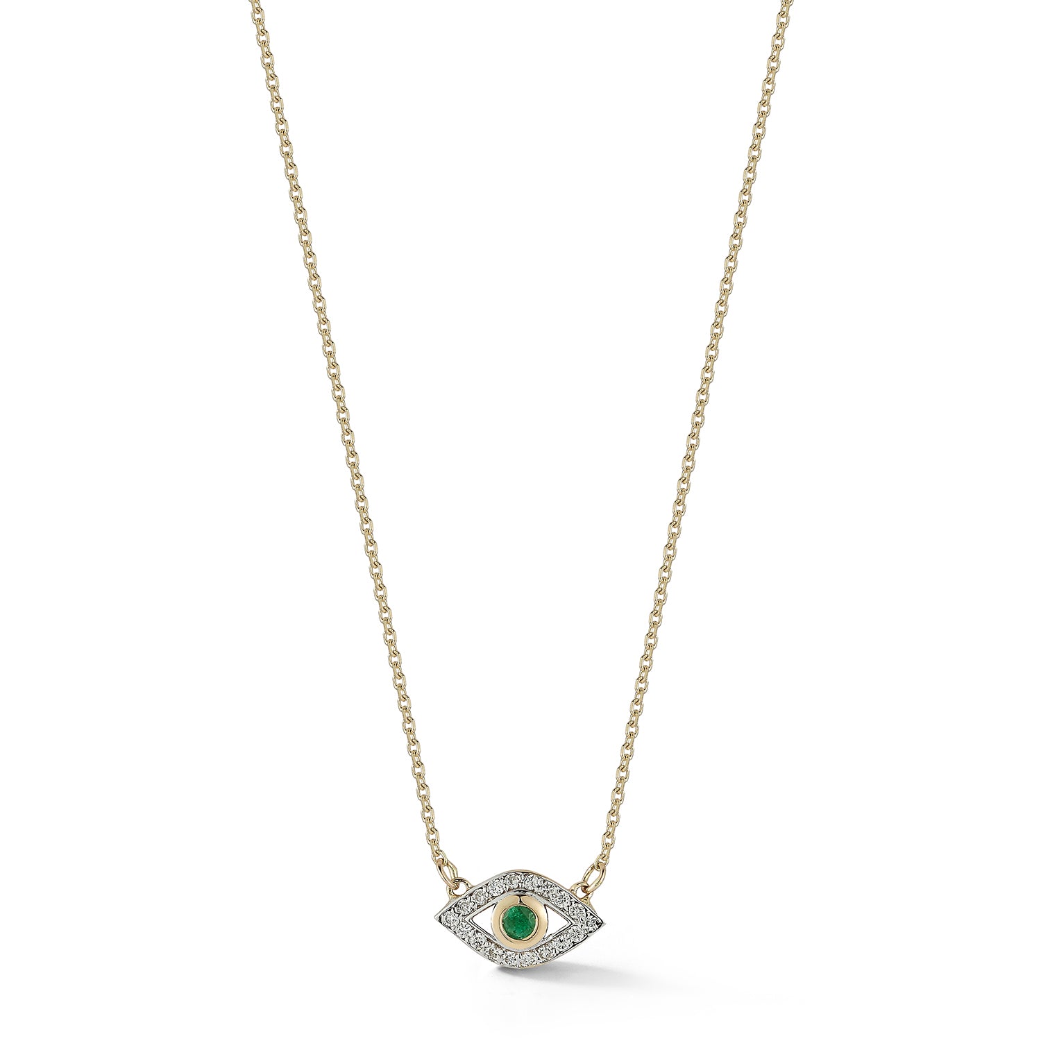 14kt Emerald Evil Eye Necklace