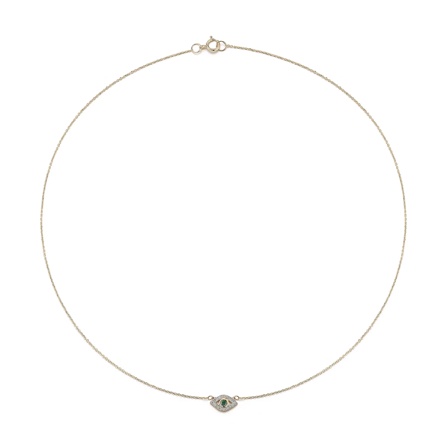 14kt Emerald Evil Eye Necklace - Image 3