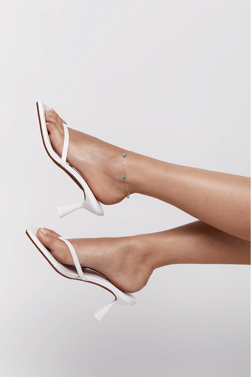 14kt Gold 5 Point Turquoise Anklet - Image 3