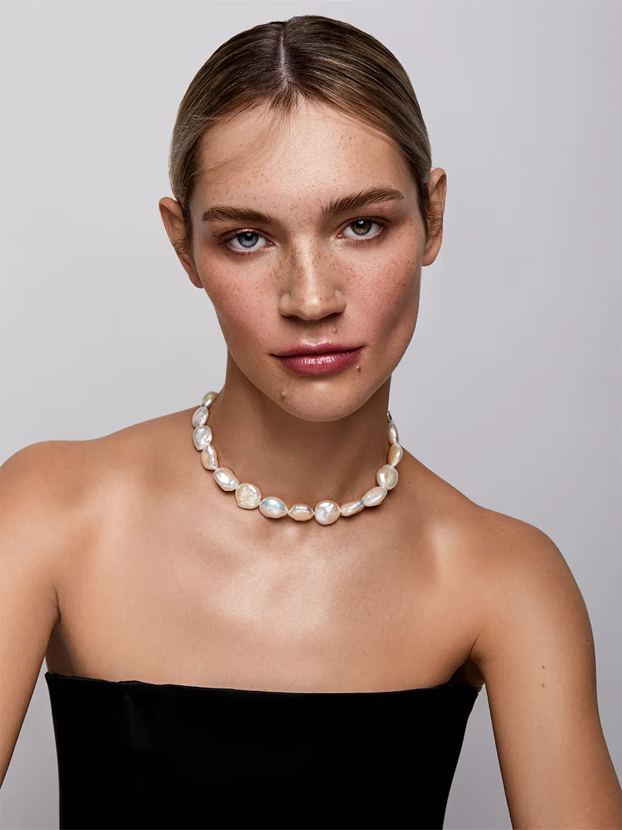 14kt Gold Baroque Pearl Strand Necklace - Image 3