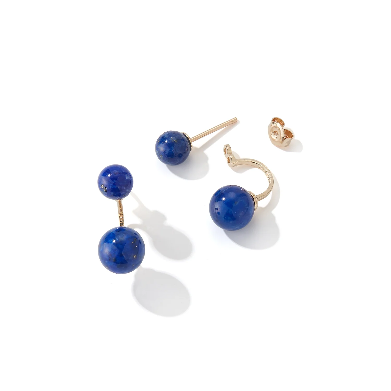 14kt Gold Lapis Ear Jacket Earrings - Image 3