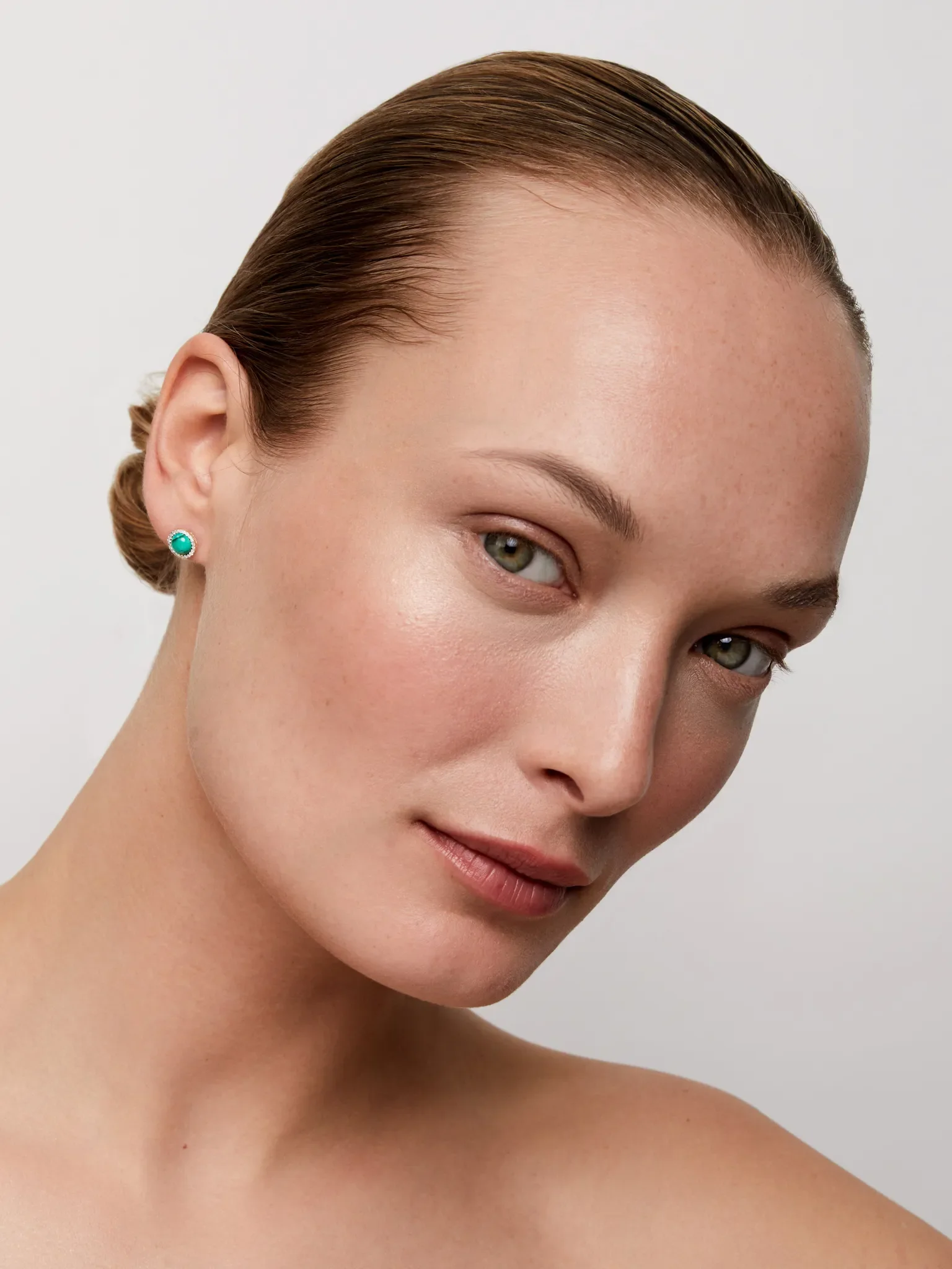 14kt Malachite and Diamond Studs - Image 2
