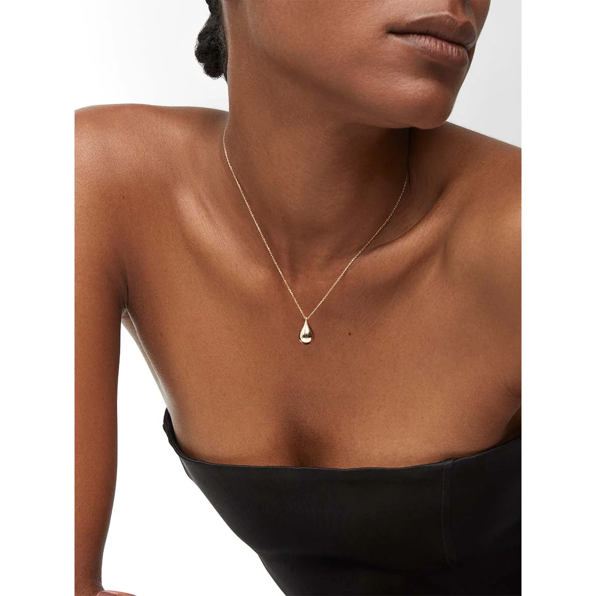 14kt Gold Water Droplet Necklace - Image 4