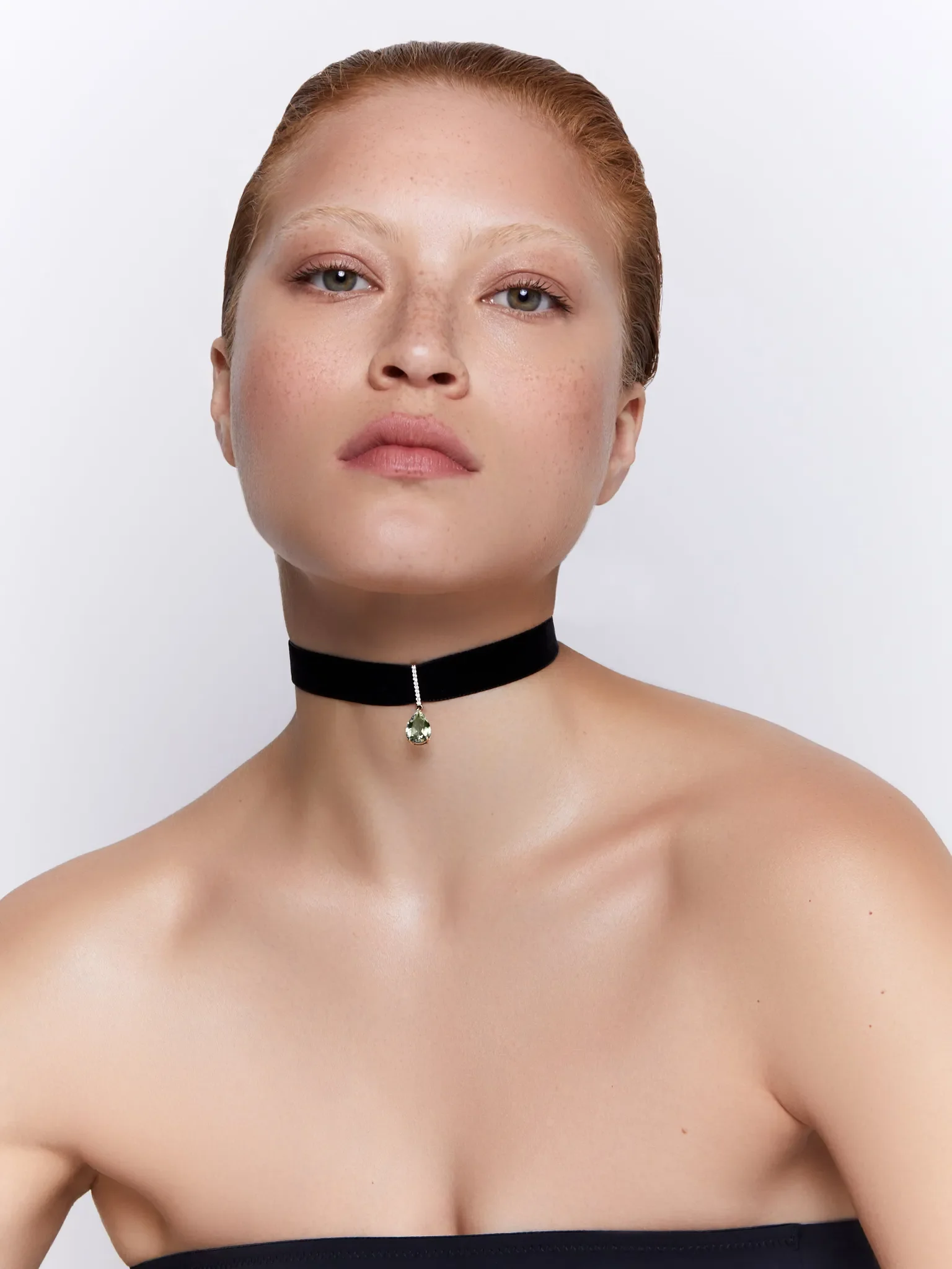 14kt Green Amethyst and Diamond Velvet Choker - Image 3