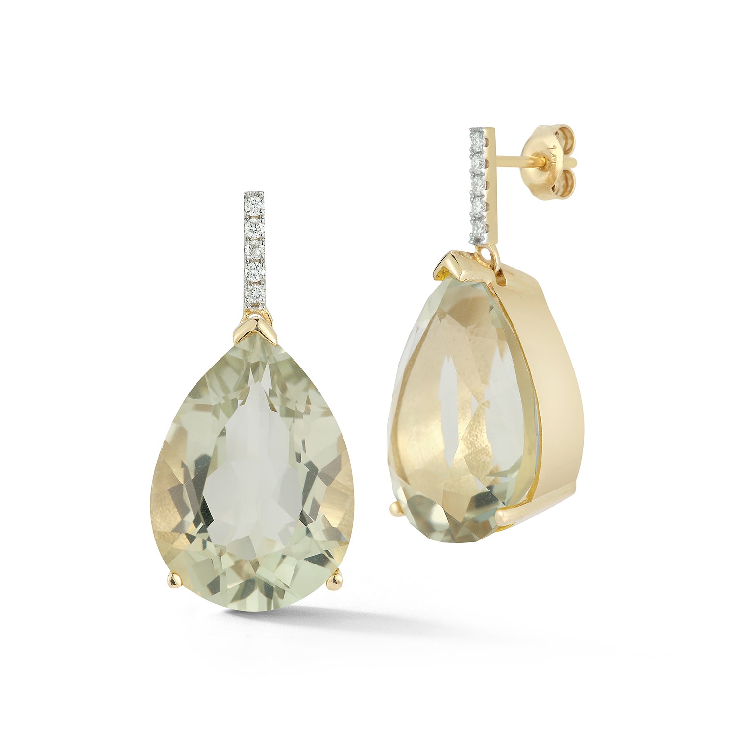 14kt Green Amethyst Pear drop earrings - Image 4