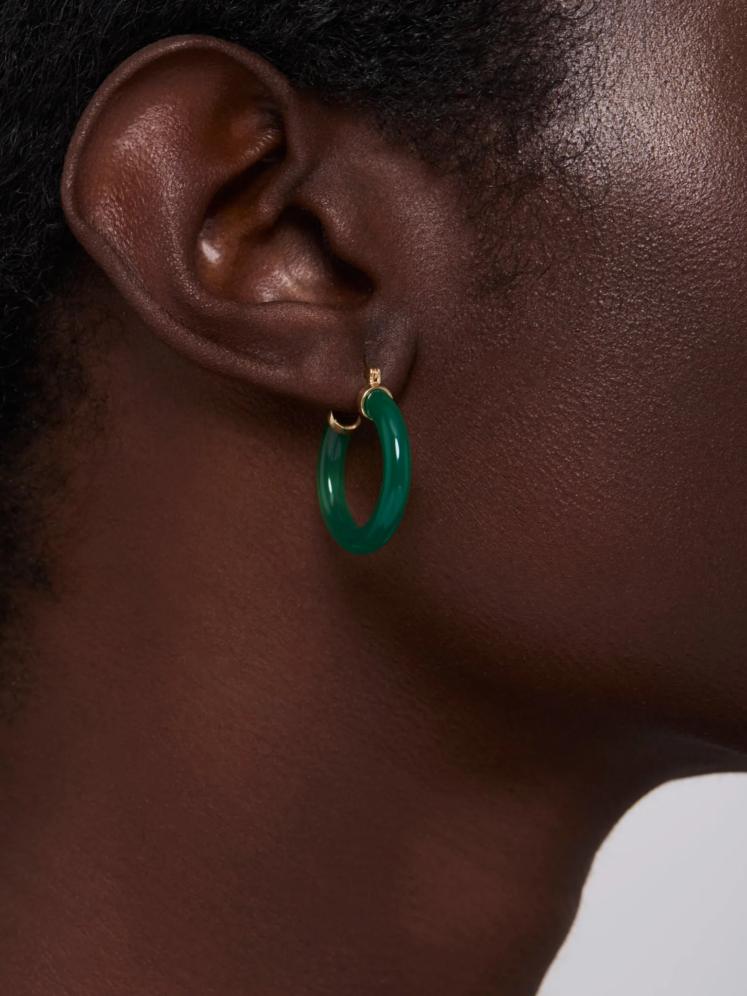 Green Chalcedony Hoops - Image 3