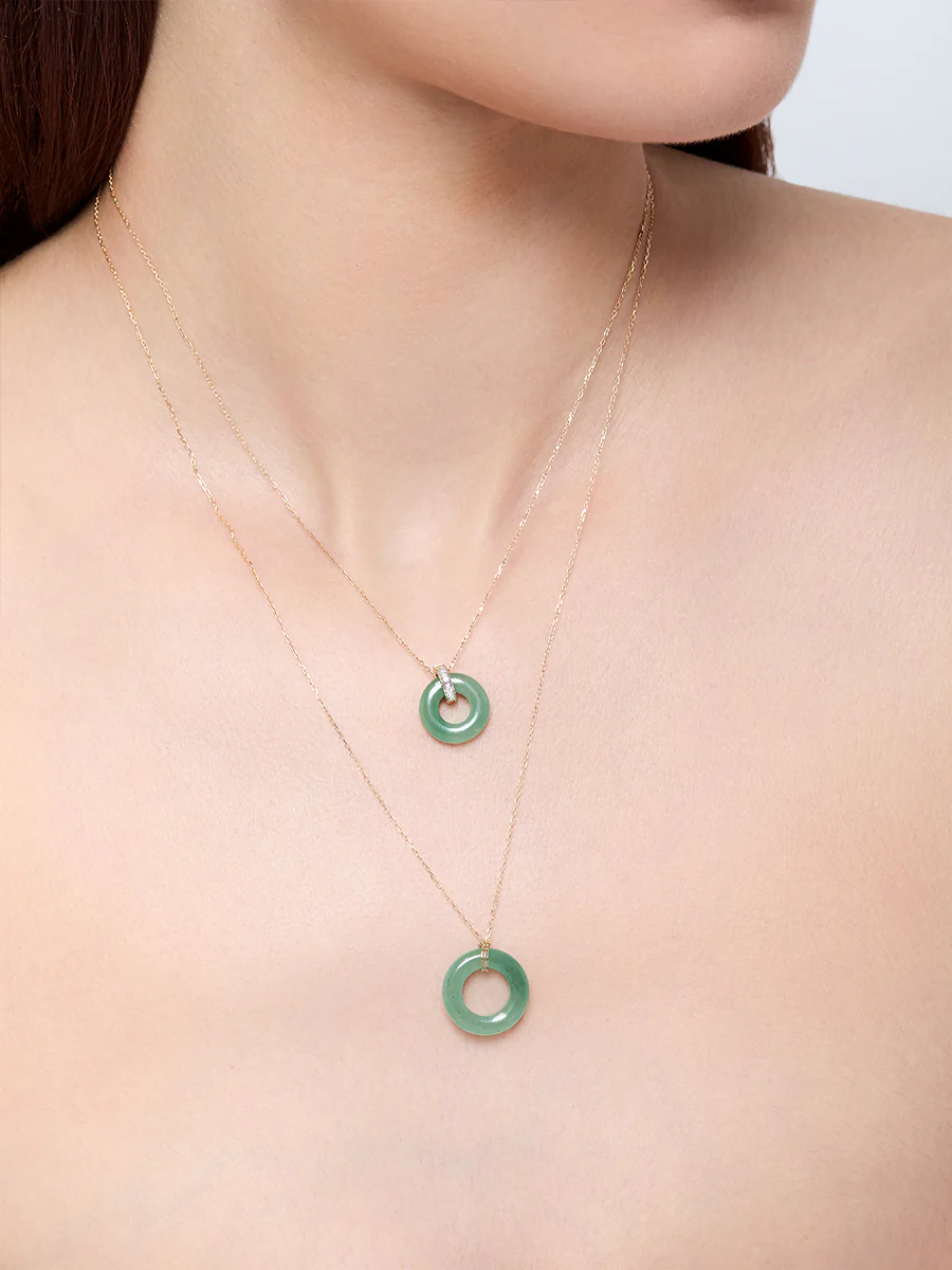 14kt Jade Donut Necklace - Image 3