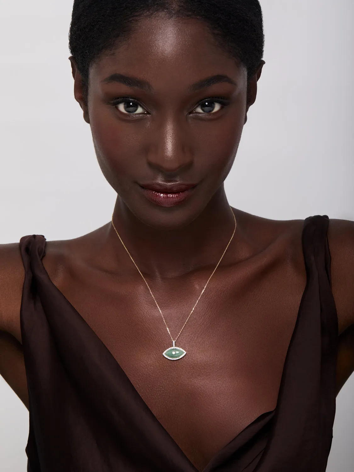 14kt Jade Marquise Eye of Protection Necklace - Image 3