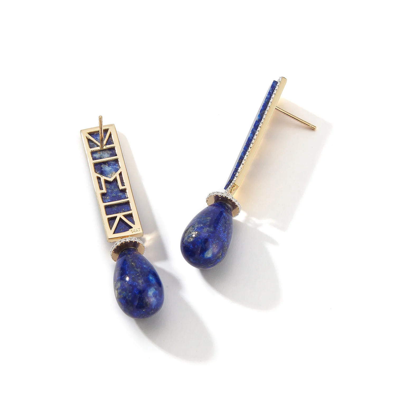 14kt Lapis Exclamation Earrings - Image 5