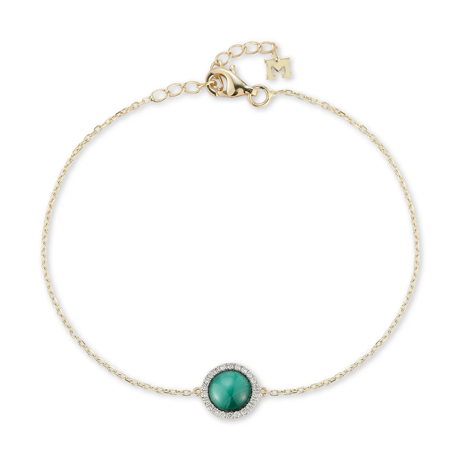 14kt Malachite and Diamond Bracelet - Image 2