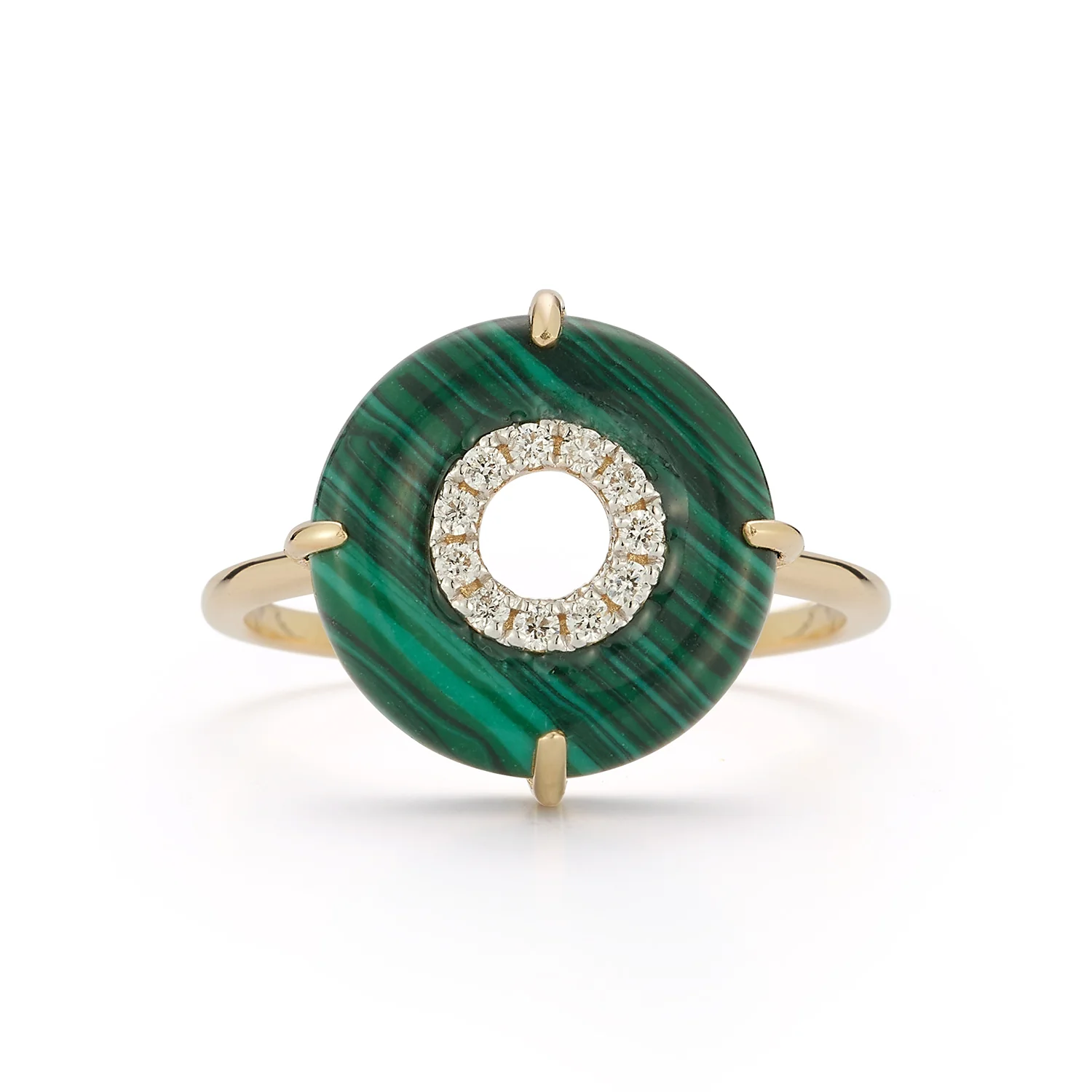 14kt Malachite and Diamond Donut Ring - Image 5