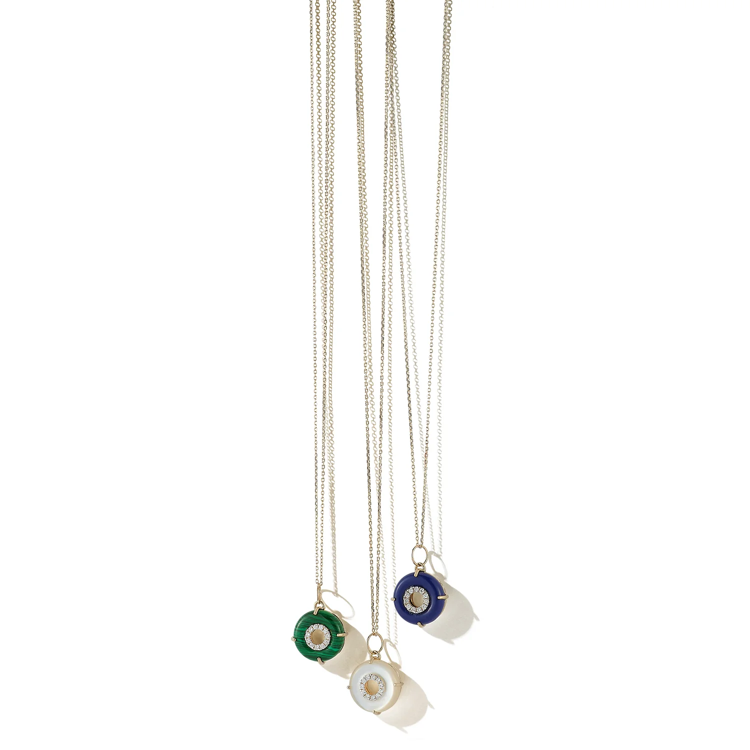 14kt Malachite Donut Diamond Inner Circle Necklace - Image 6