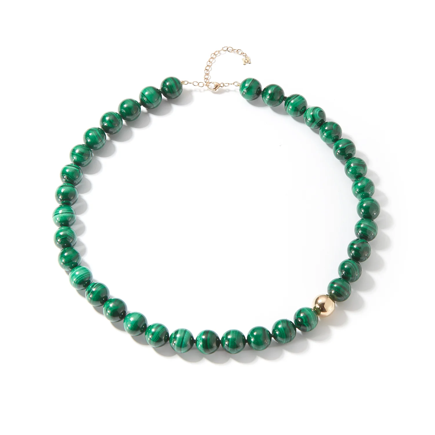 14kt Malachite with Gold Dot Necklace - Image 2