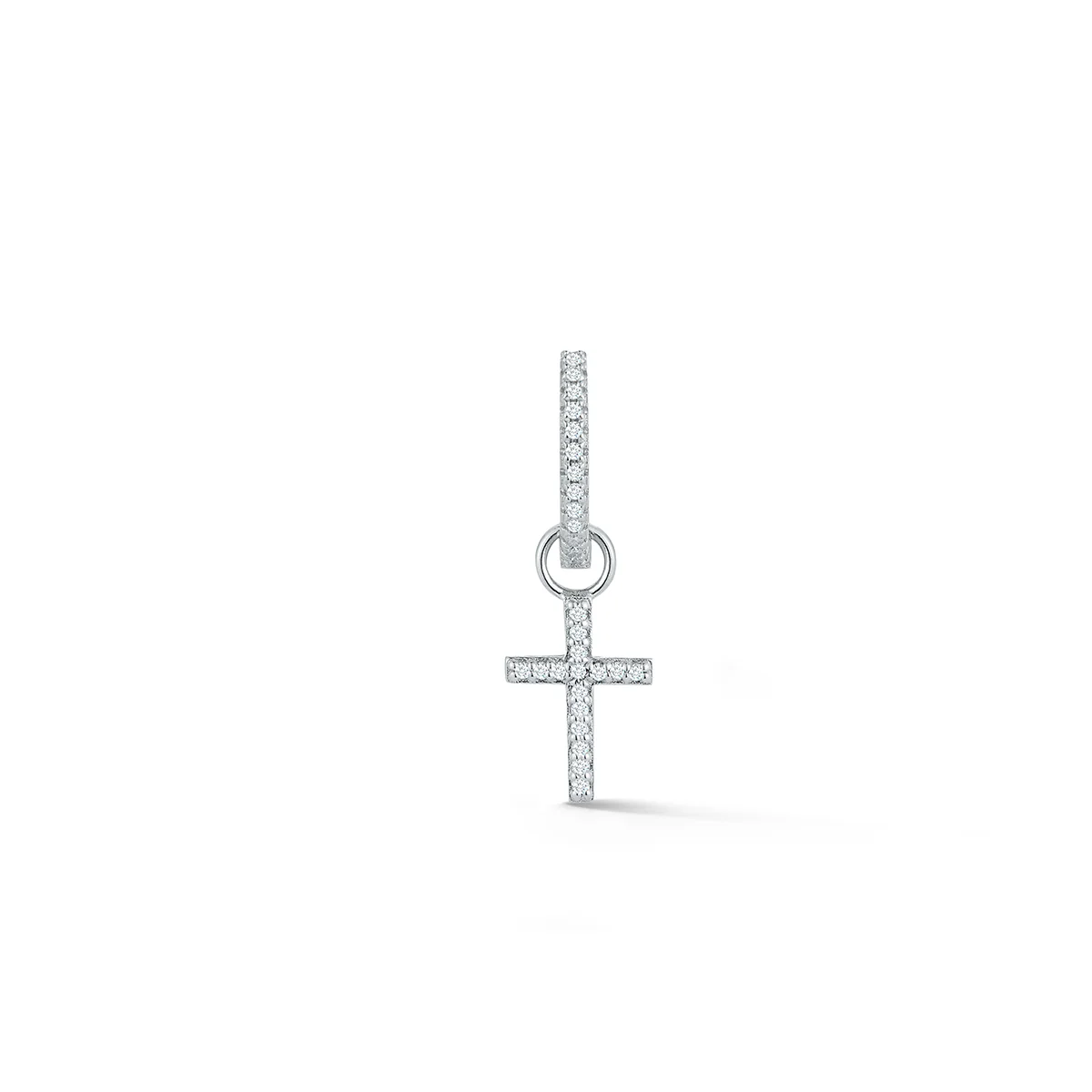 14kt Men's Single Diamond Huggie With Detachable Cross - Image 4