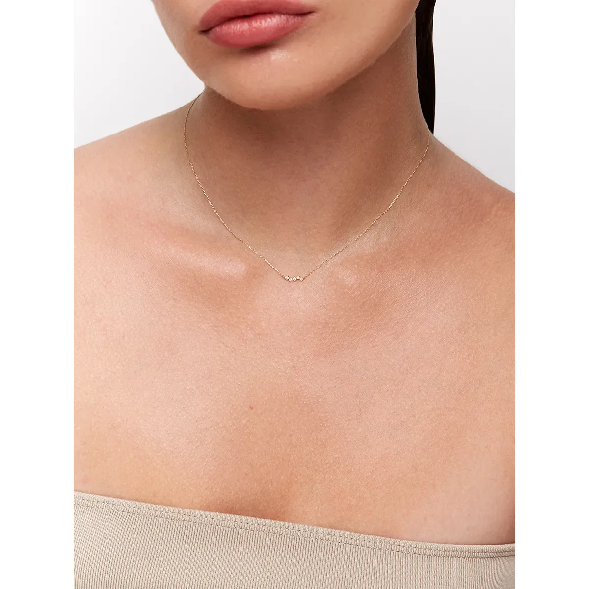 14kt Mini Diamond Bezel Wave Diamond Necklace - Image 2