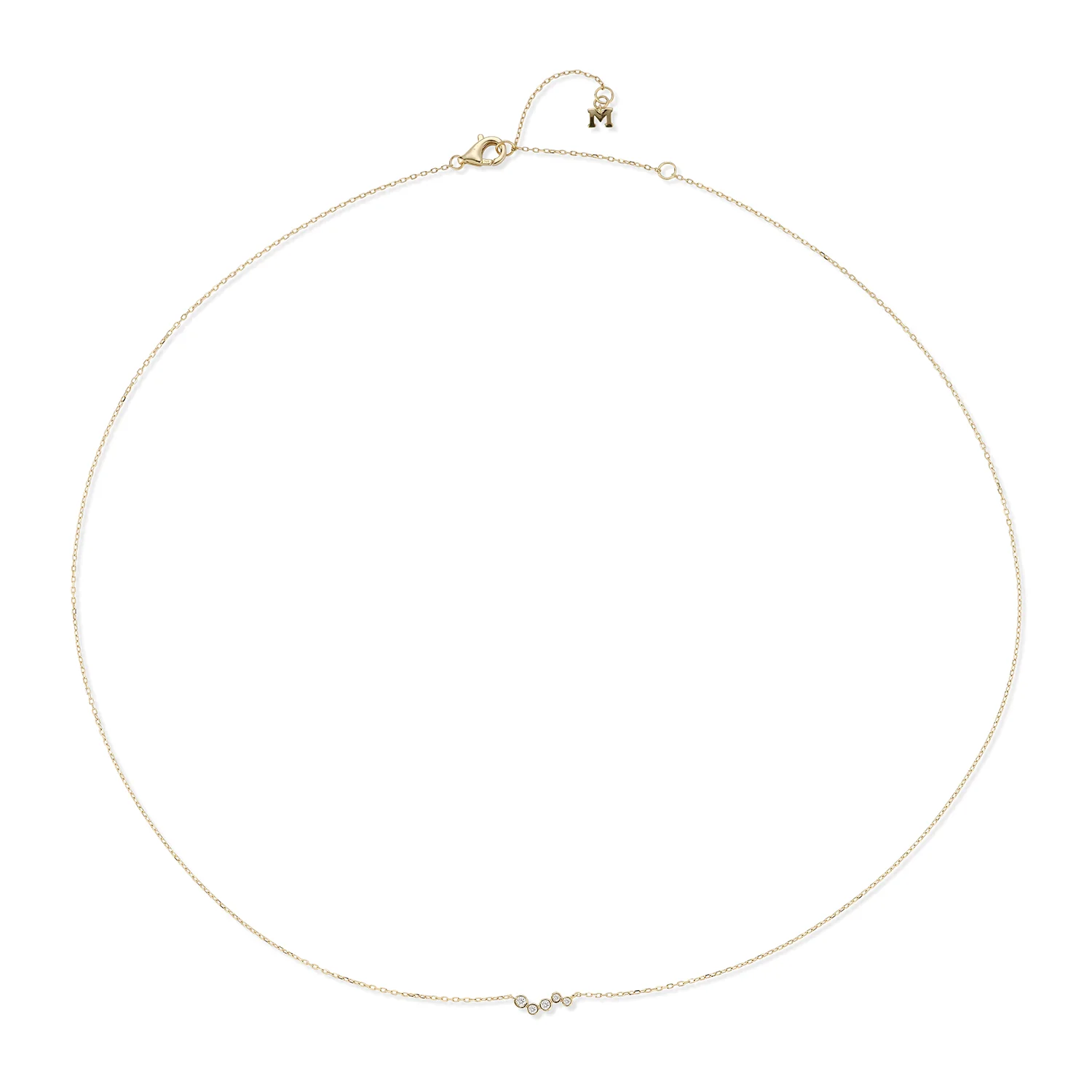 14kt Mini Diamond Bezel Wave Diamond Necklace - Image 3
