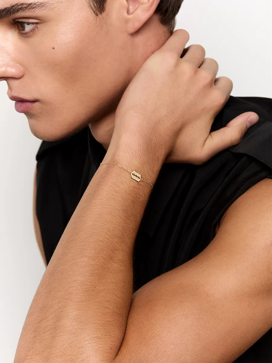 14kt Mini Razor Blade Bracelet - Image 3