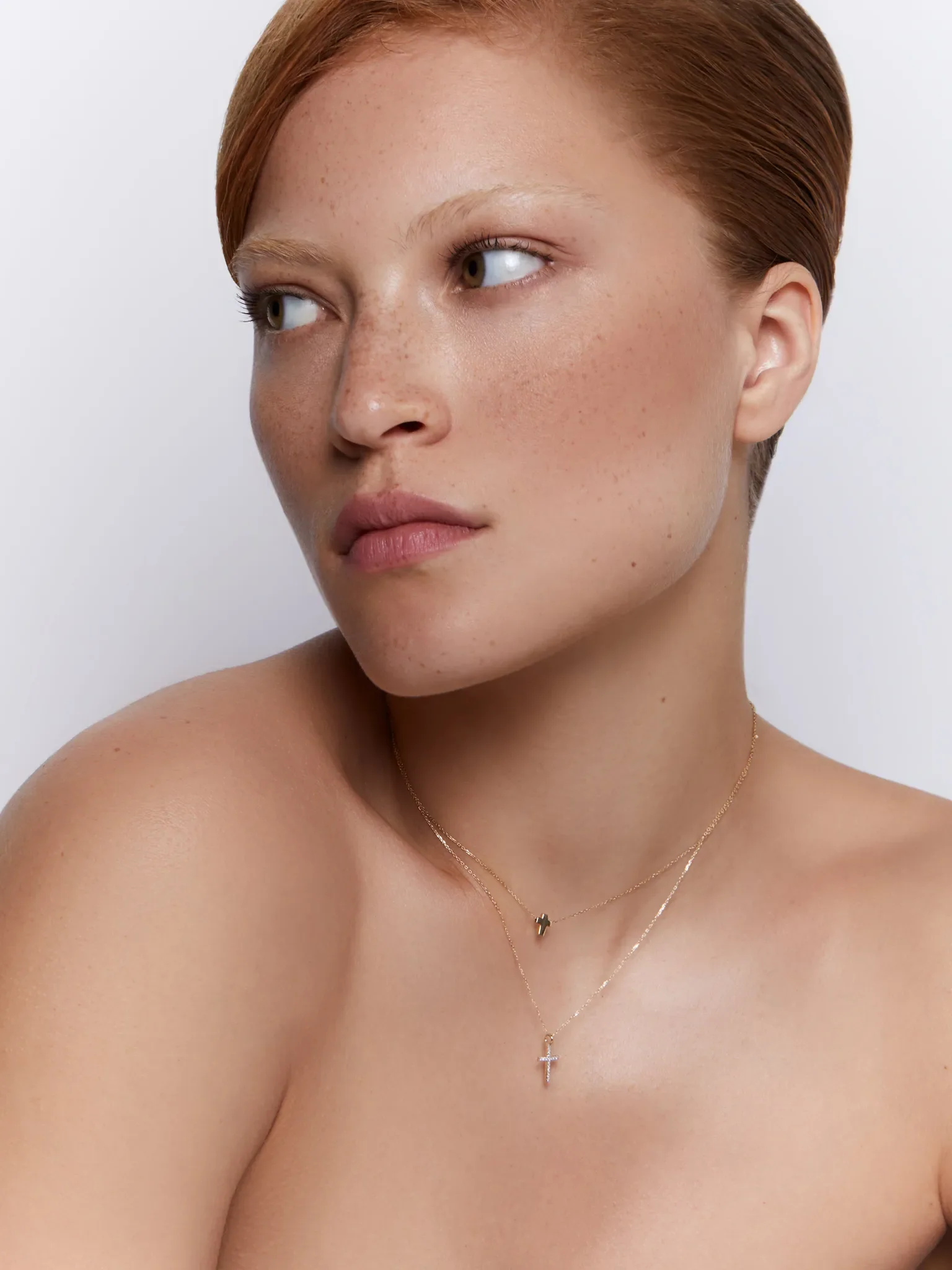 14kt Mini Suspended Cross Necklace - Image 3